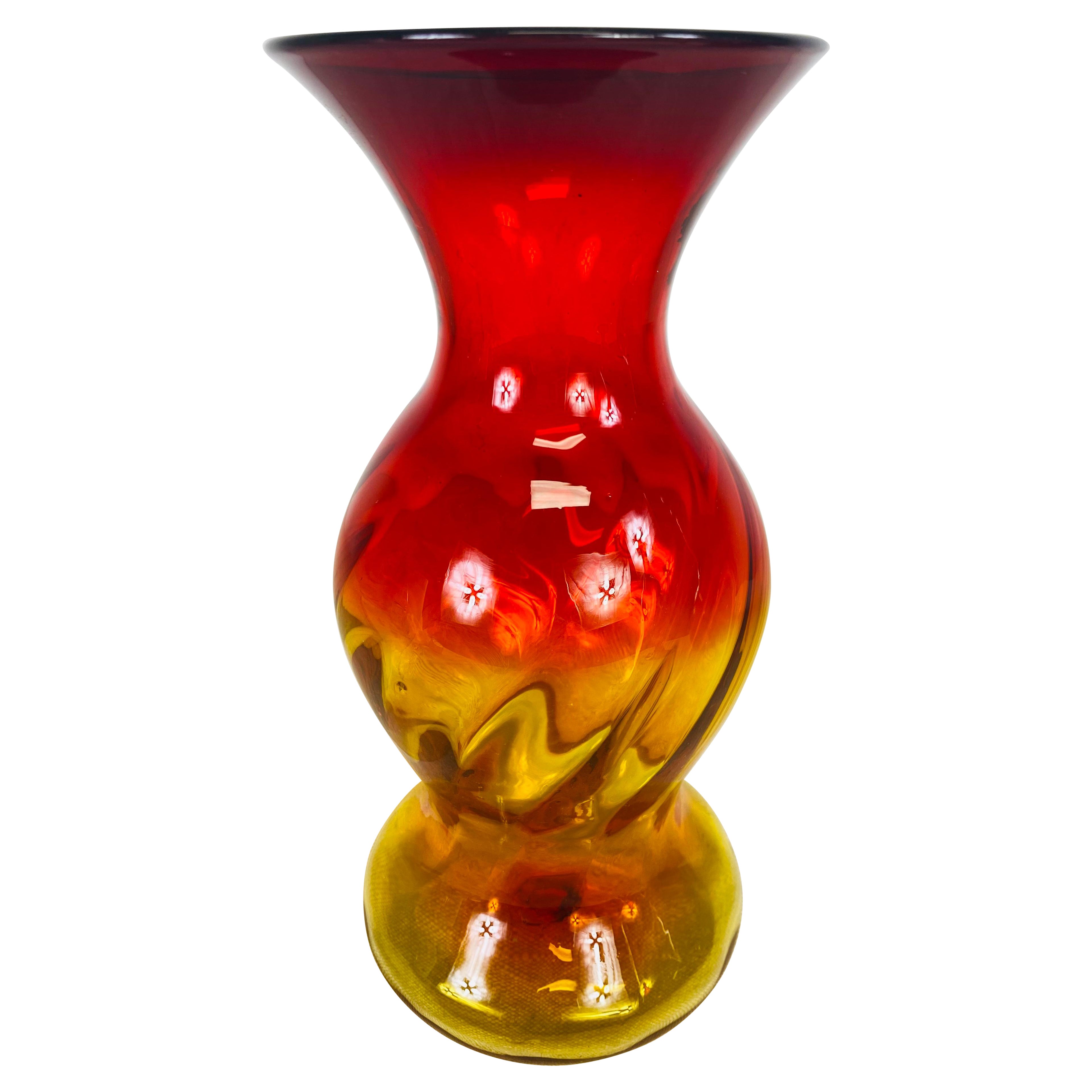 1965 Blenko Hand Blown Vase Bottle by Wayne Husted
