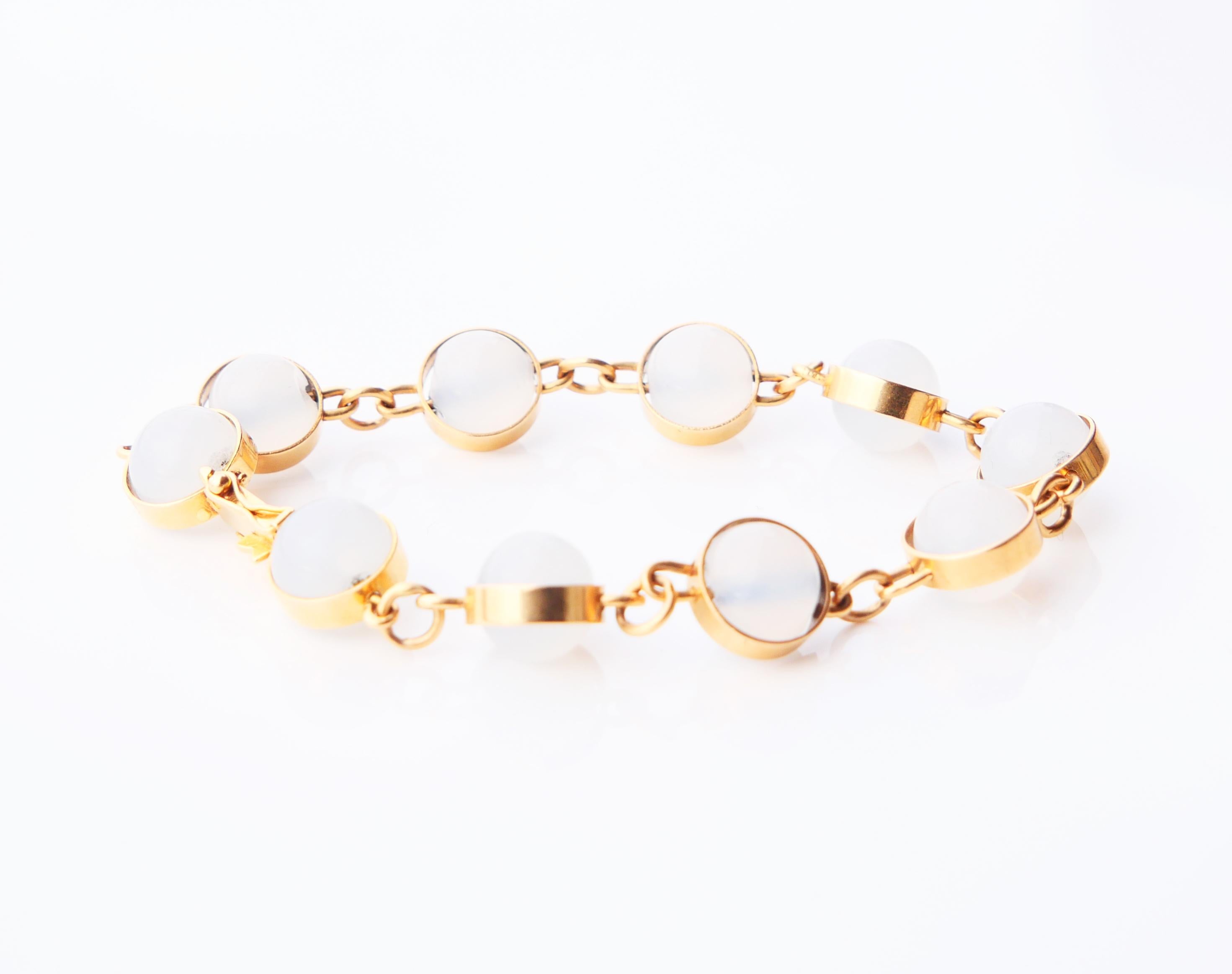 Ball Cut 1965 Bracelet White Chalcedony 18K Gold / 18cm / 21gr For Sale