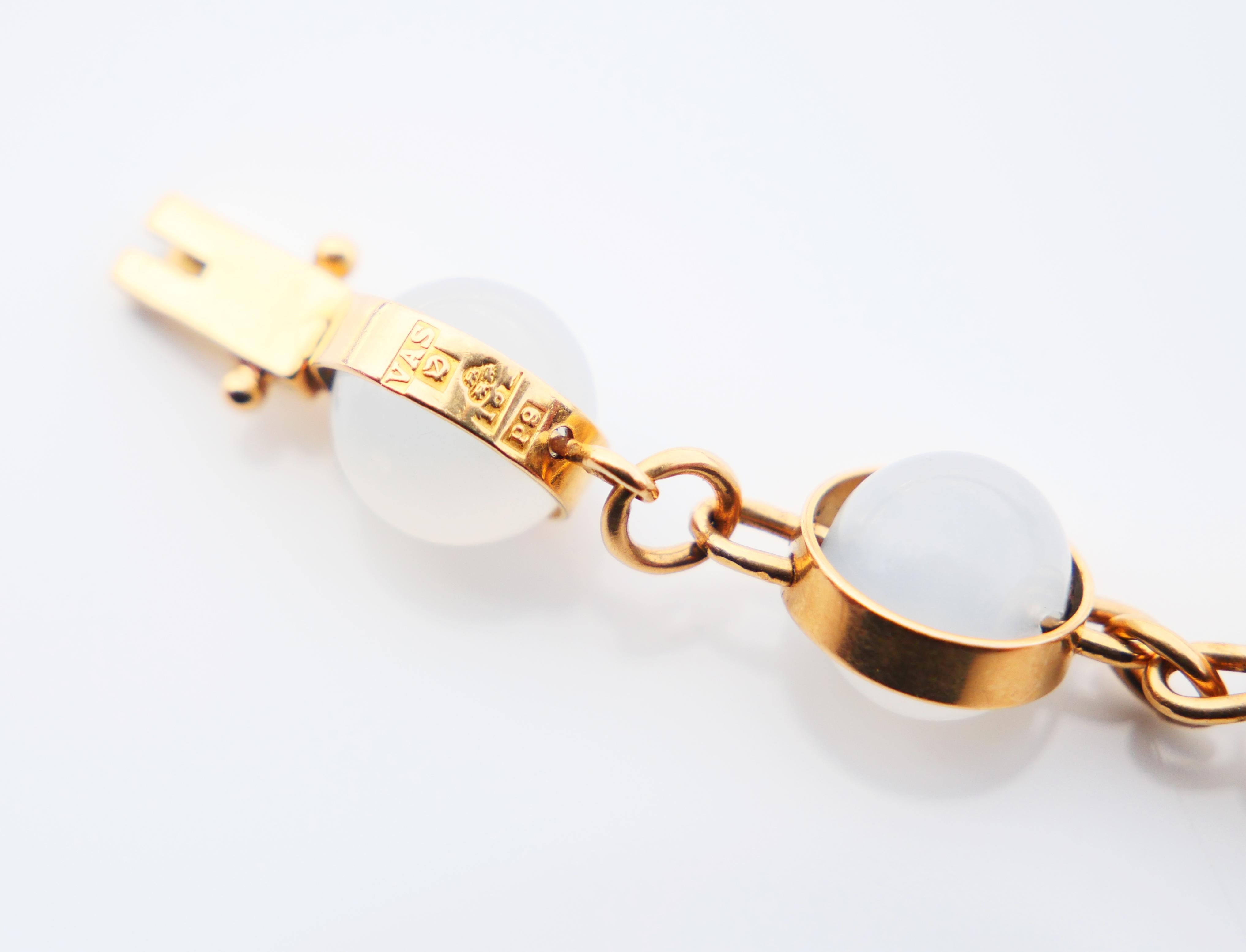 1965 Bracelet White Chalcedony 18K Gold / 18cm / 21gr For Sale 4
