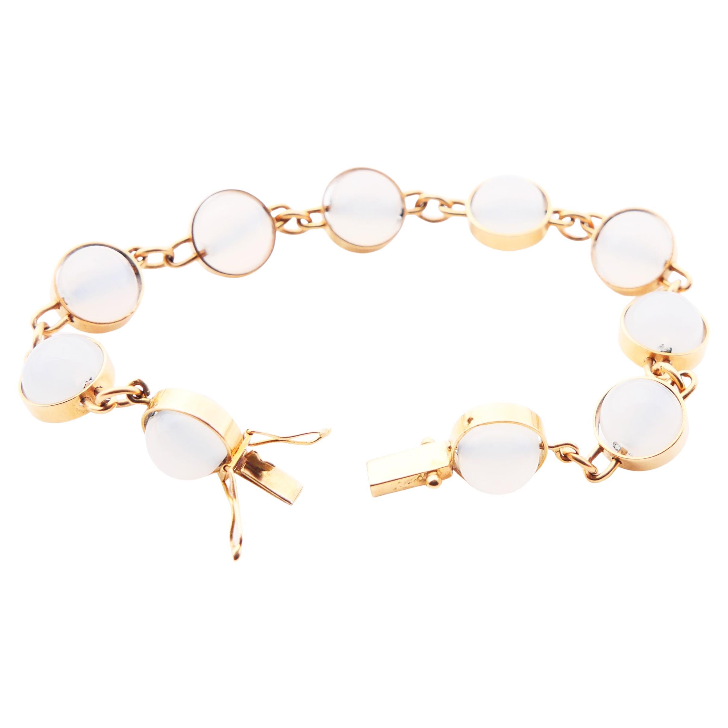 1965 Armband aus weißem Chalcedon 18K Gold / 18cm / 21gr Weißes Chalcedon