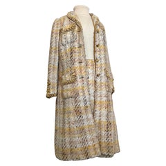 1965 Chanel Iconic Autumnal Tweed Long Coat & A-Line Skirt Set in stile classico