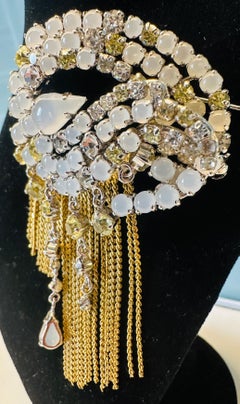 1965 Christian Dior Moonstone Decorative Waterfall Brooch Attr. Henkel & Grosse