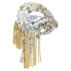 1965 Christian Dior Moonstone Decorative Waterfall Brooch Attr. Henkel & Grosse