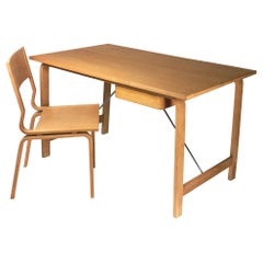 Used 1965 Danish Arne Jacobsen Saint Catherines Desk and Chair in Oak by Fritz Hansen