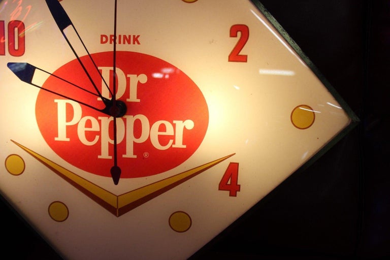 1965 Dr Pepper Soda Pam Clock Diamond Shape Advertising For Sale at 1stDibs dr pepper clock