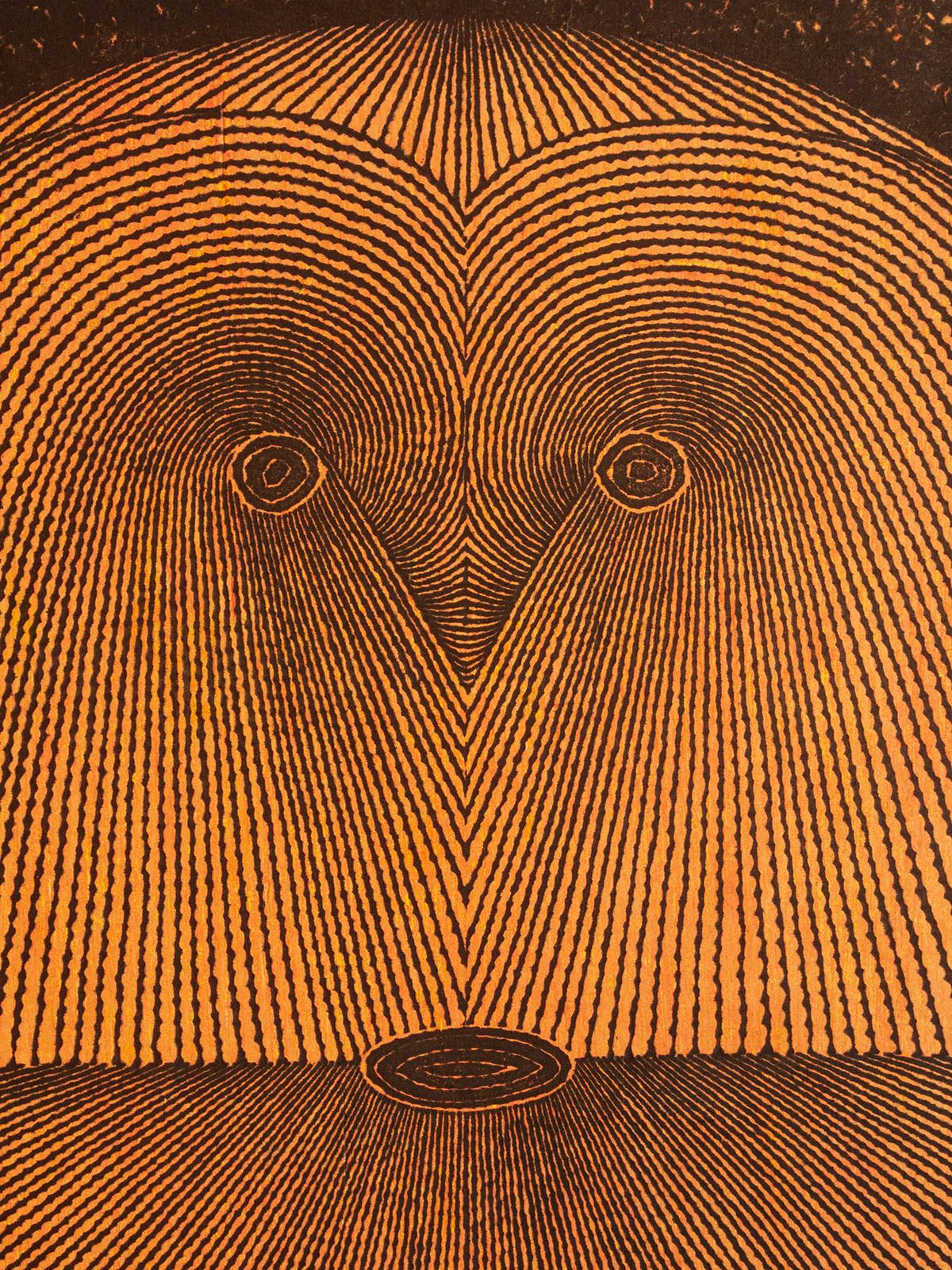 Tomio Kinoshita (1923 - 2014)
Gesicht (Schwarz), 1965
Farbholzschnitt
Bildgröße: 25 hoch x 18 Zoll breit (63,5 x 45,7 cm)
Papierformat: 26,25 hoch x 19 Zoll breit (66,7 x 48,2 cm)
Vorzeichenlos
Zustand: einige Falten in den Rändern

Dieser Druck