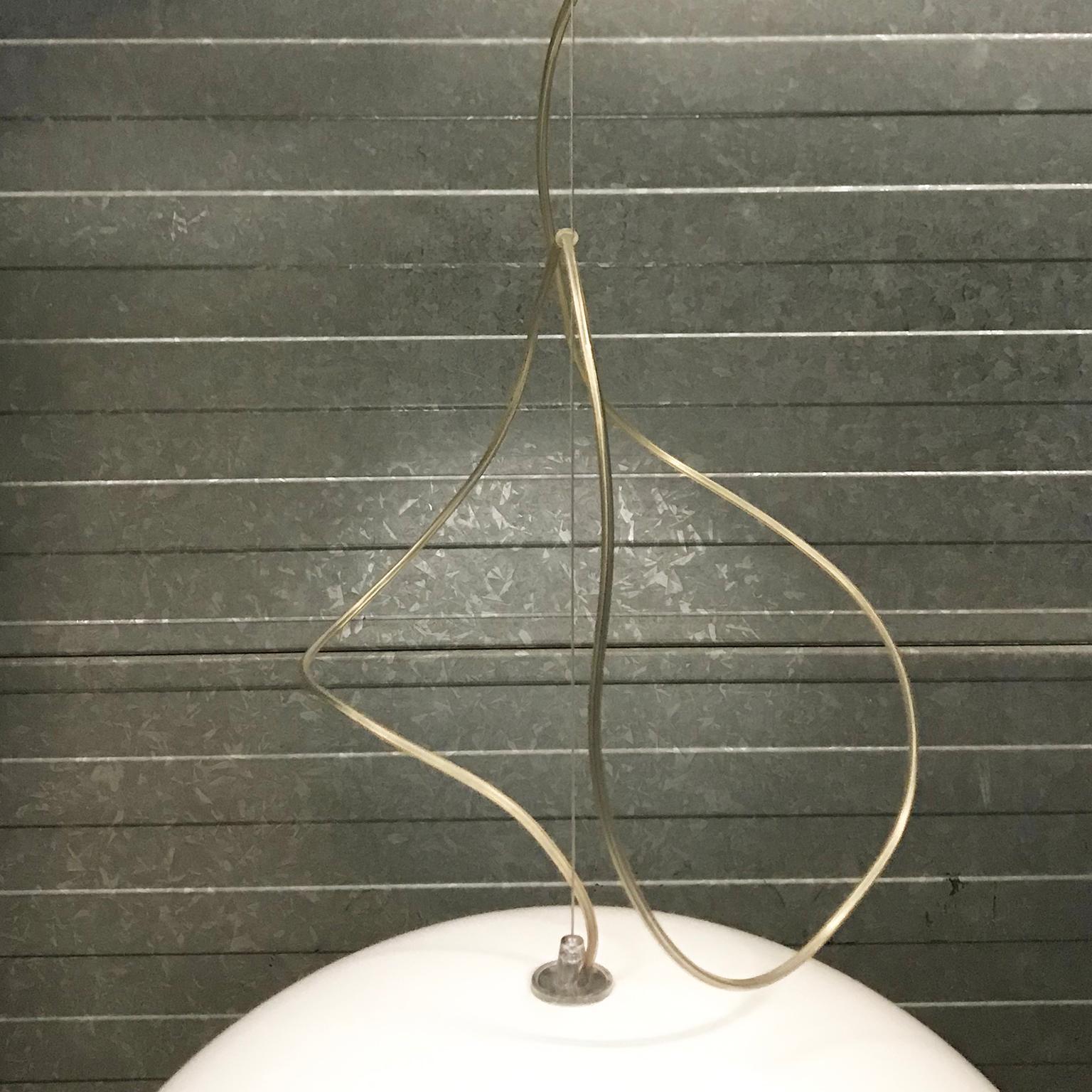 1965, Ferruccio Laviani, for Kartell, Early FL/Y Pendant, Opaque White Lamp In Good Condition In Amsterdam IJMuiden, NL