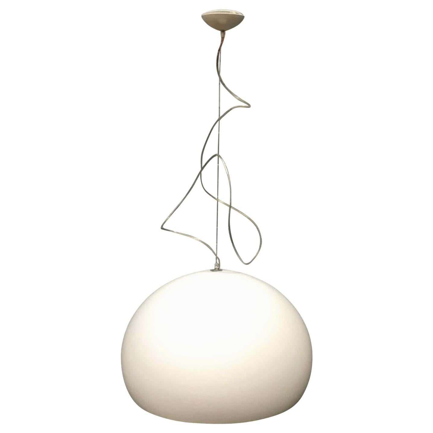 1965, Ferruccio Laviani, for Kartell, Early FL/Y Pendant, Opaque White Lamp