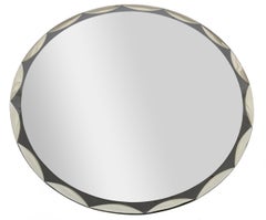 1965 Fontana Arte Style Beveled Round Scalloped Wall Mirror Art Deco Max Ingrand