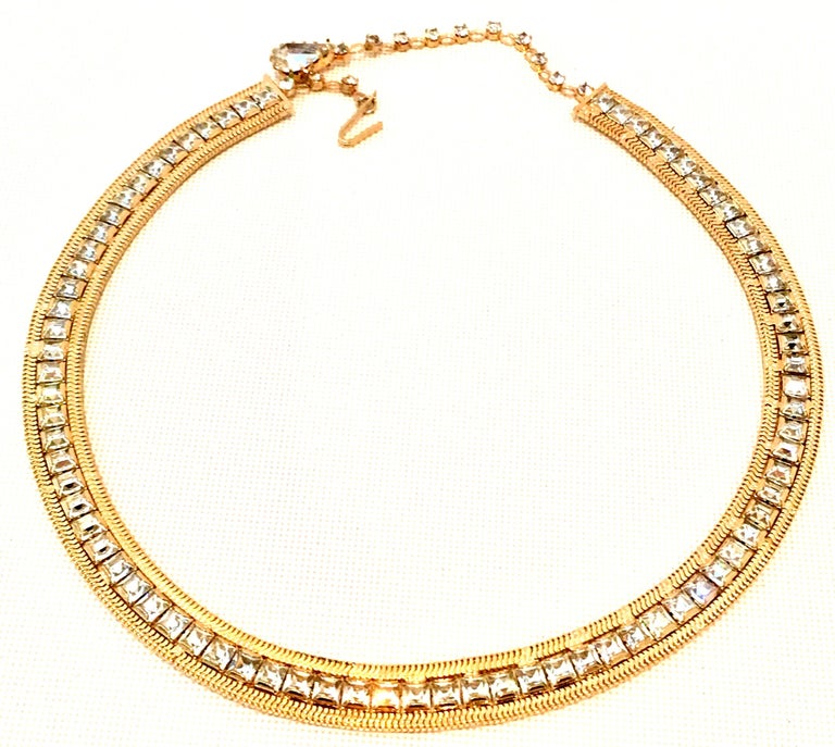 1965 Gold Plate and Swarovski Crystal Rhinestone Choker Necklace By