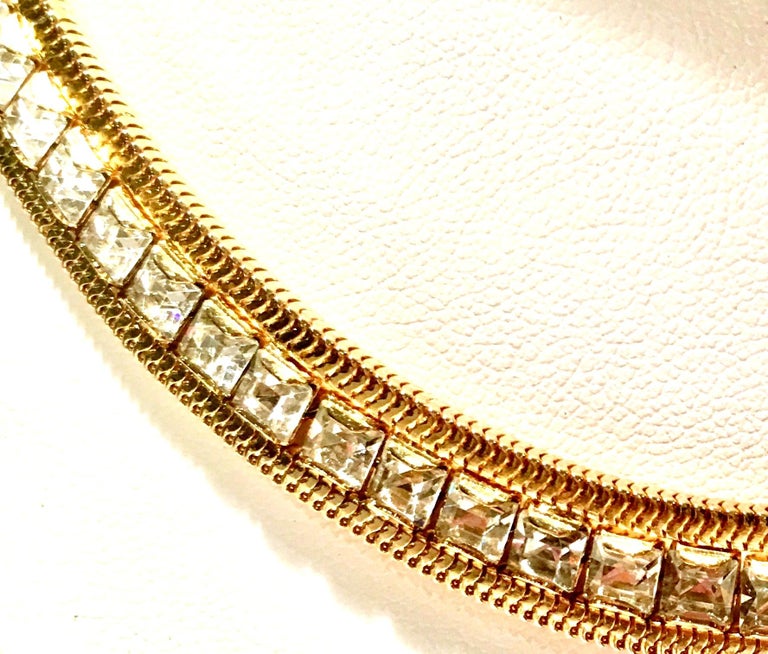 1965 Gold Plate and Swarovski Crystal Rhinestone Choker Necklace By, Hobe at 1stDibs gold