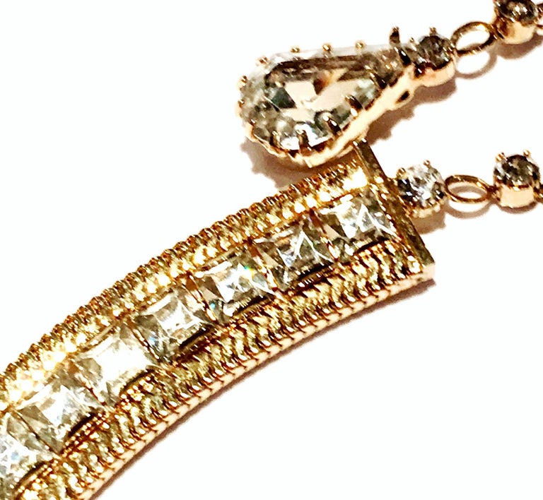 1965 Gold Plate and Swarovski Crystal Rhinestone Choker Necklace By, Hobe at 1stDibs gold