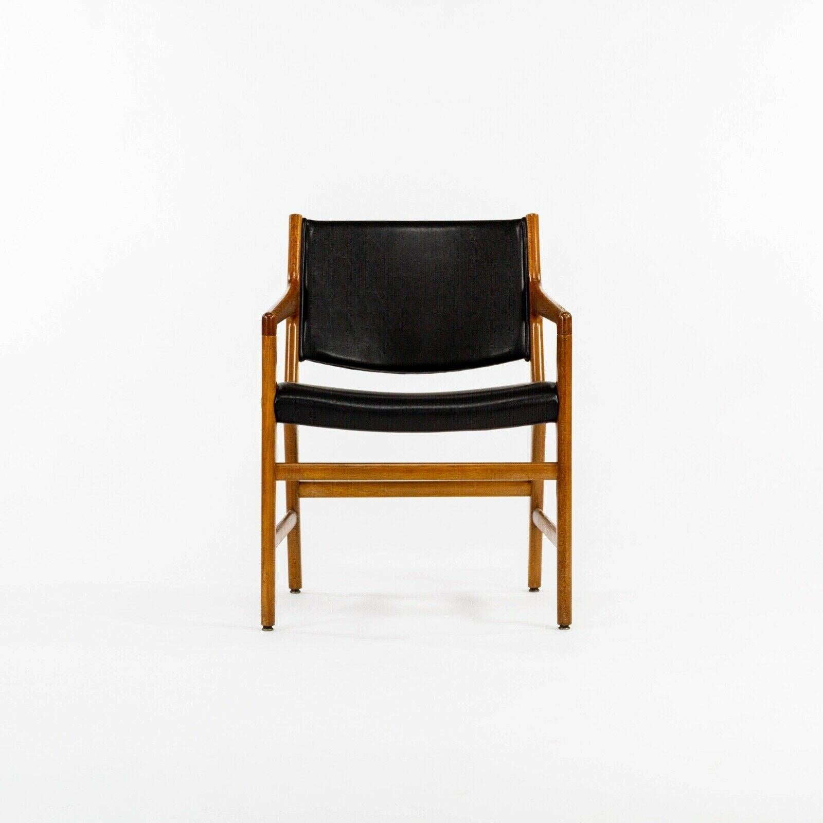 Listed for sale is a single (multiple chairs are available, but the price listed is for each chair) JH 507 dining chair with arms, designed by Hans Wegner, produced by Johannes Hansen. This grouping of chairs came from Harvard University and are