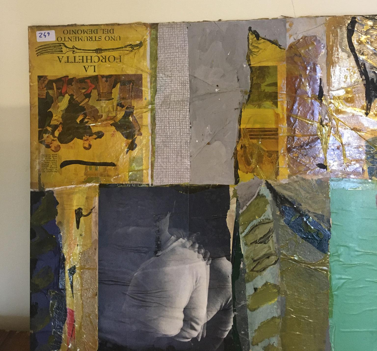 1965 Italien Abstrakte Malerei und Papier Collage von Ermete Lancini  im Angebot 2