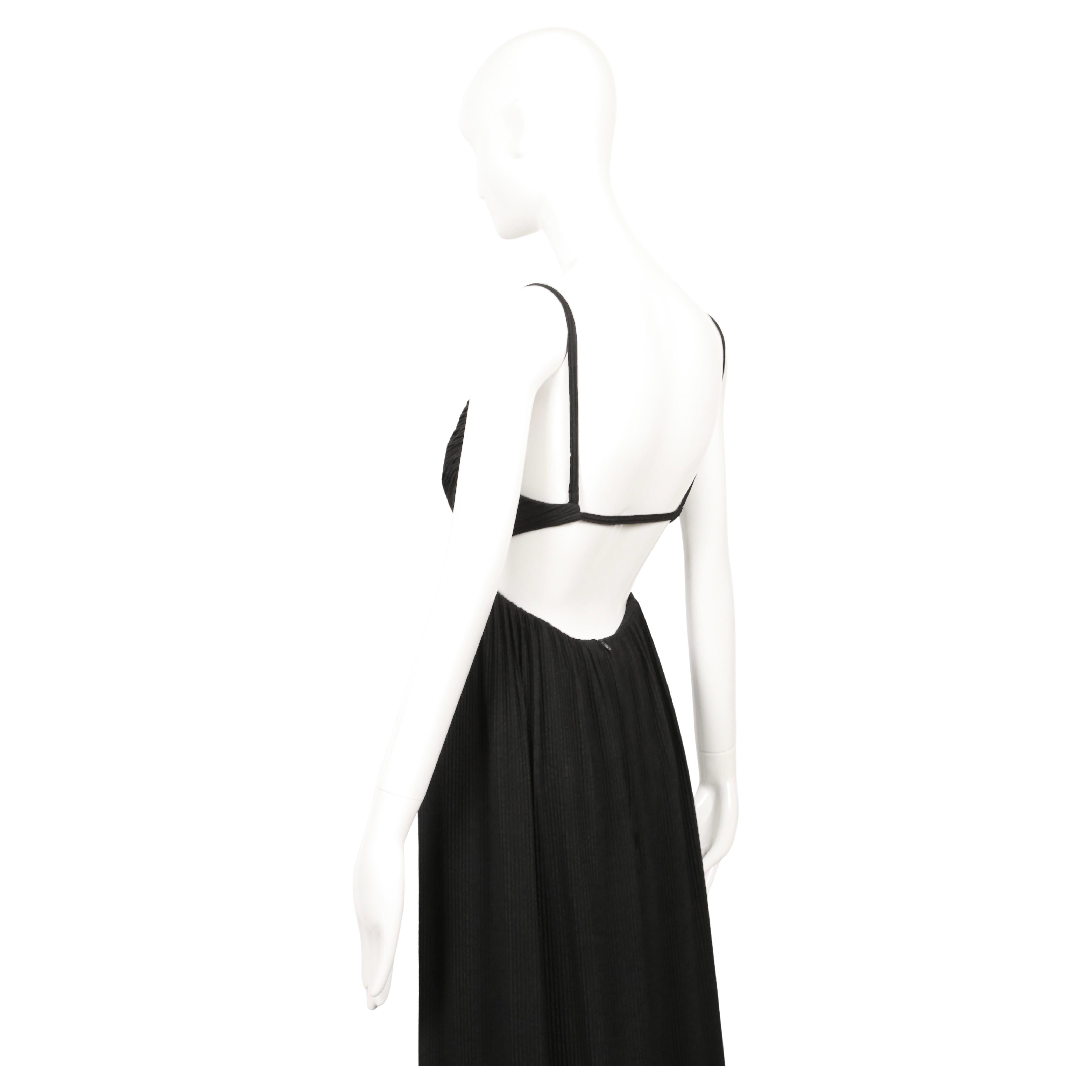 1964 James Galanos, abito in seta plissé nero della COUTURE, con taglio sui fianchi 6
