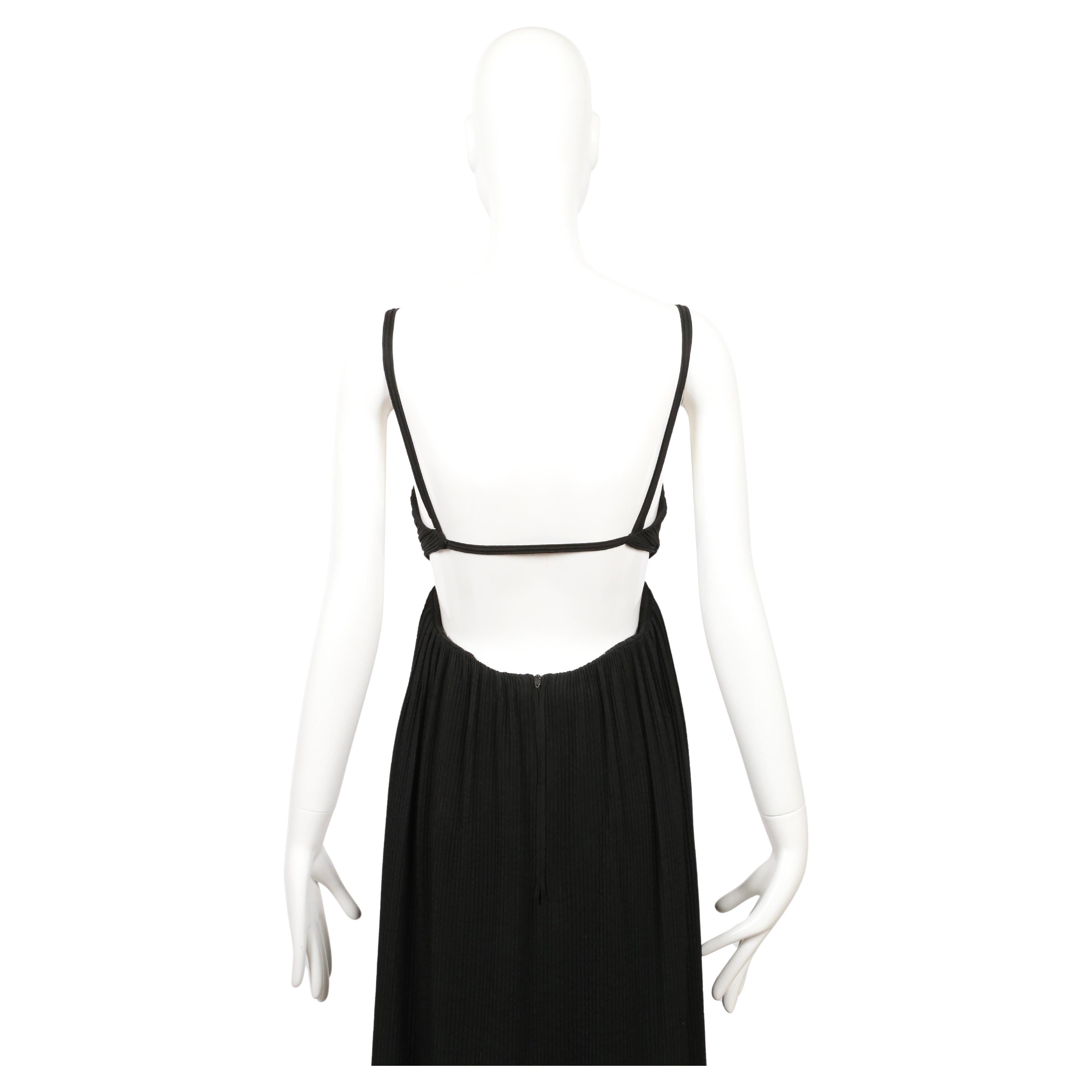 1964 James Galanos, abito in seta plissé nero della COUTURE, con taglio sui fianchi 8