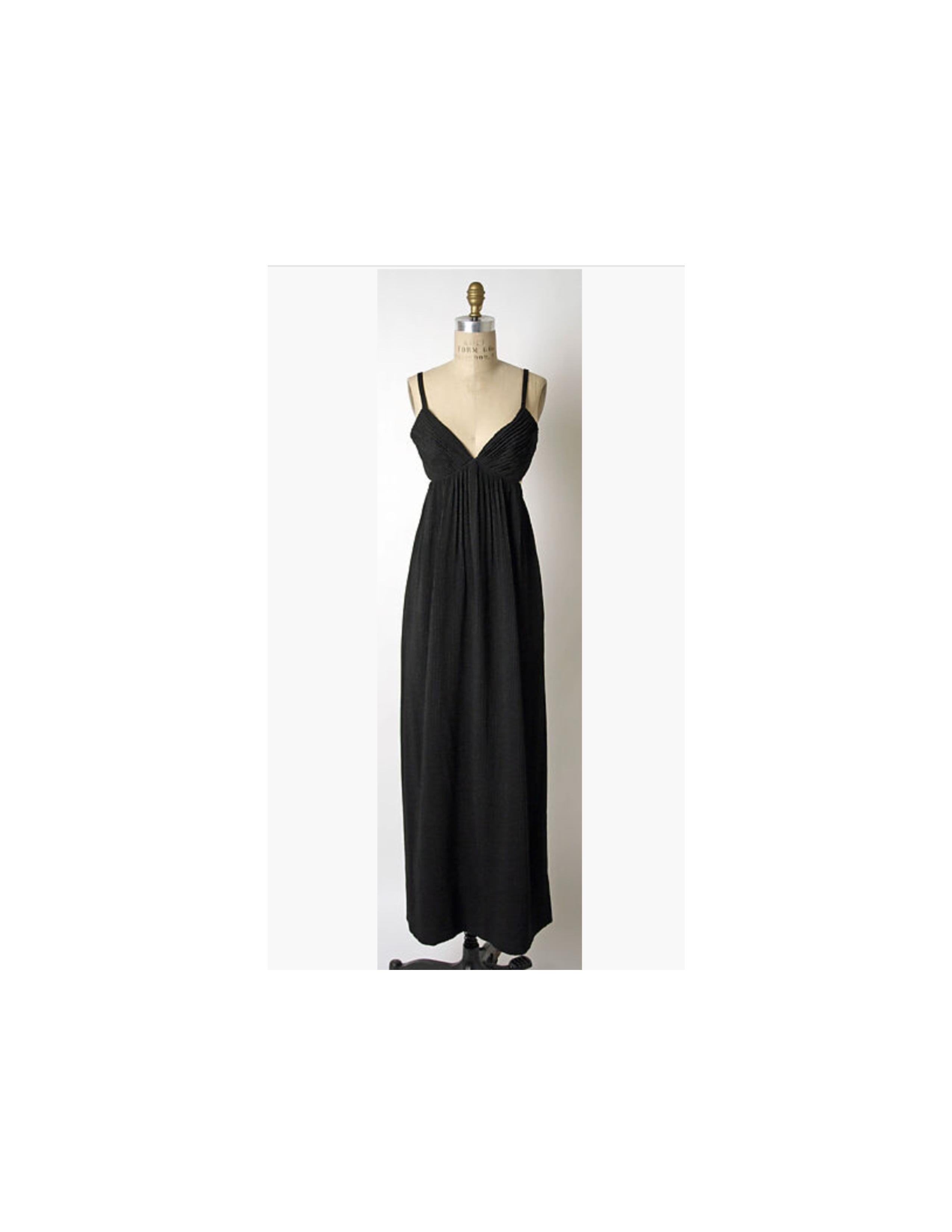 1964 James Galanos, abito in seta plissé nero della COUTURE, con taglio sui fianchi 11