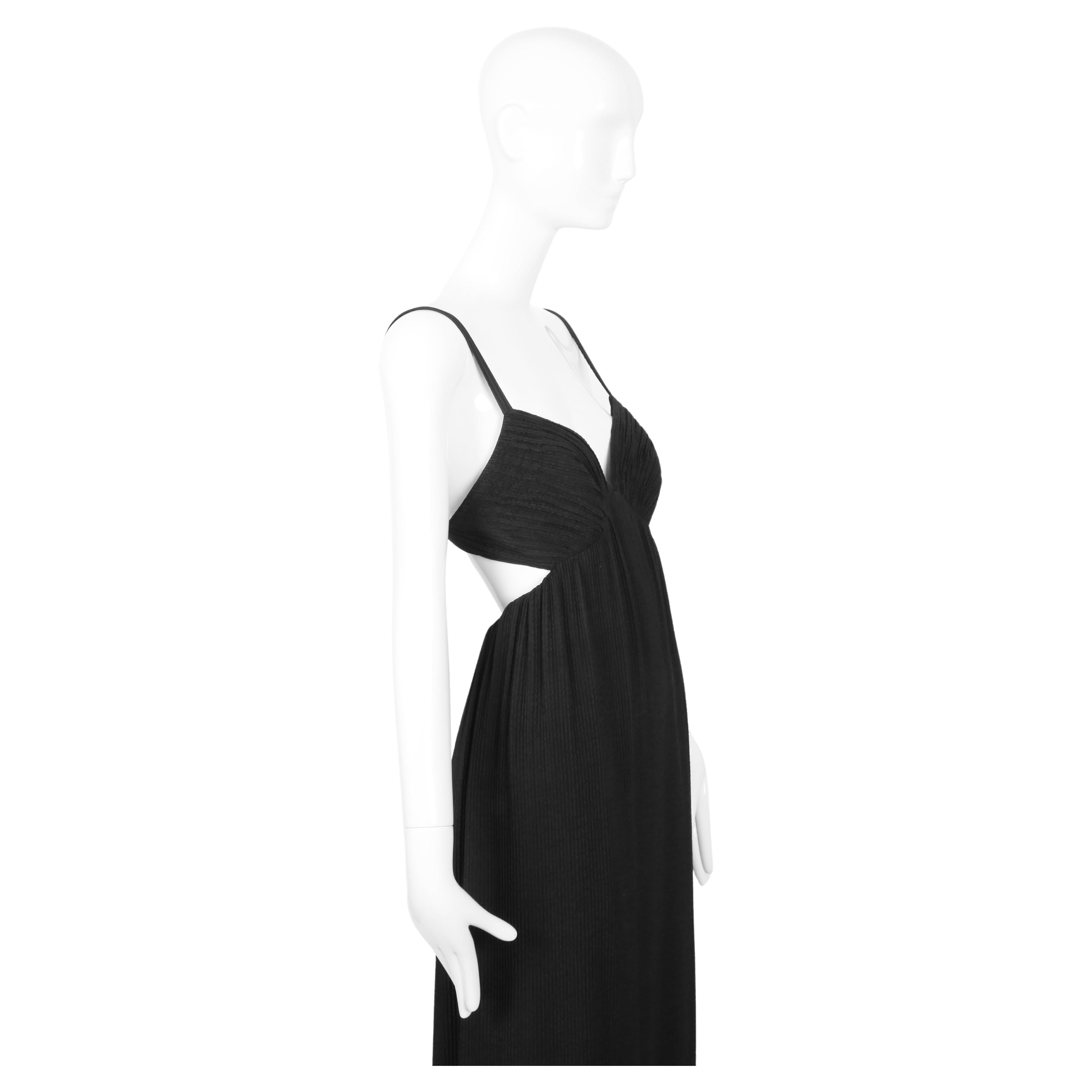 Nero 1964 James Galanos, abito in seta plissé nero della COUTURE, con taglio sui fianchi