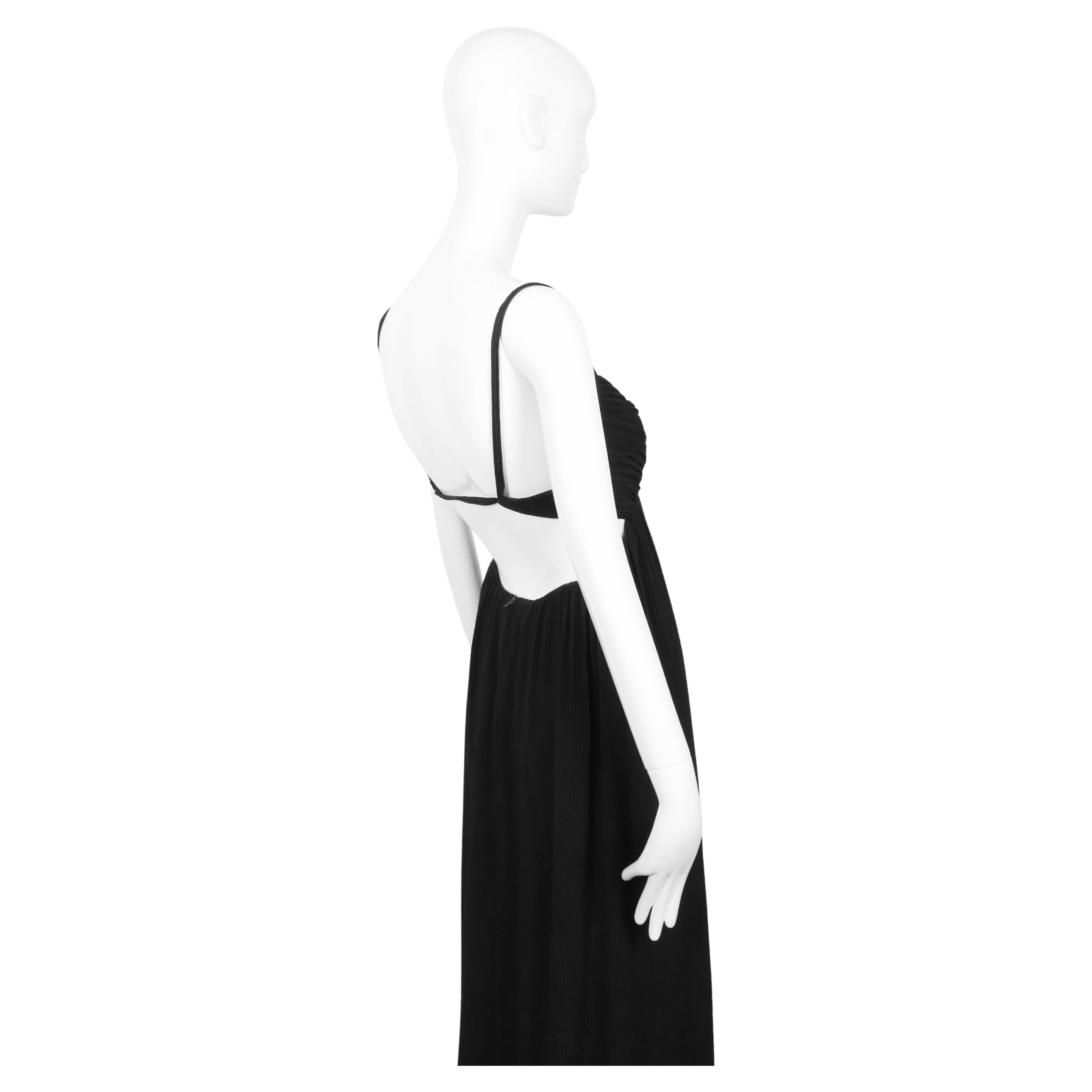 1964 James Galanos, abito in seta plissé nero della COUTURE, con taglio sui fianchi 2