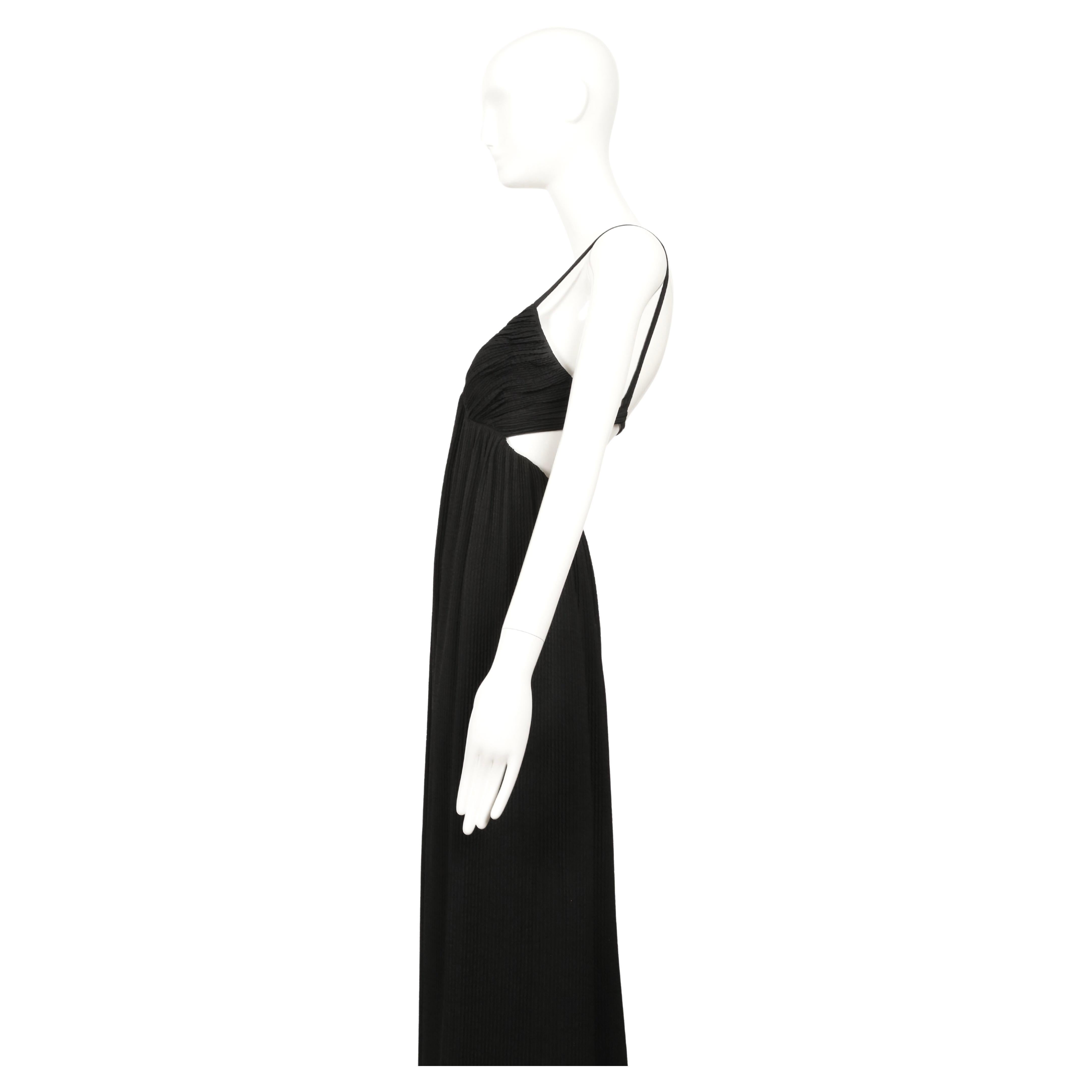 1964 James Galanos, abito in seta plissé nero della COUTURE, con taglio sui fianchi 4