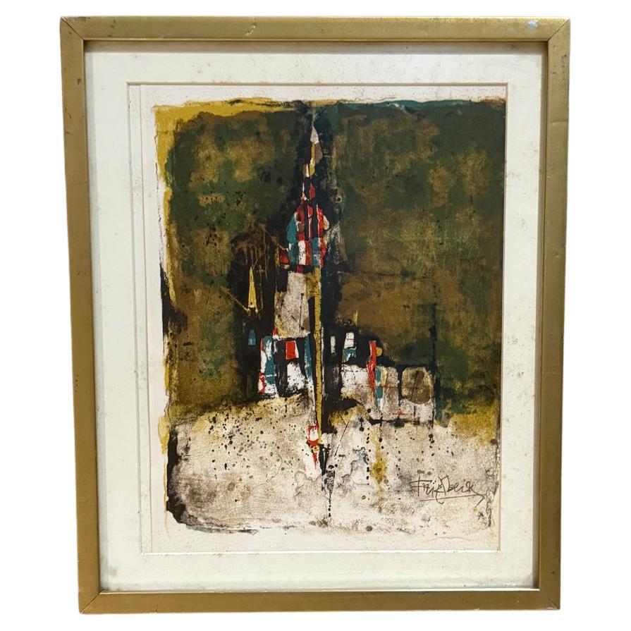 1965 Johnny Friedlaender Litografía artística Composición al aguafuerte