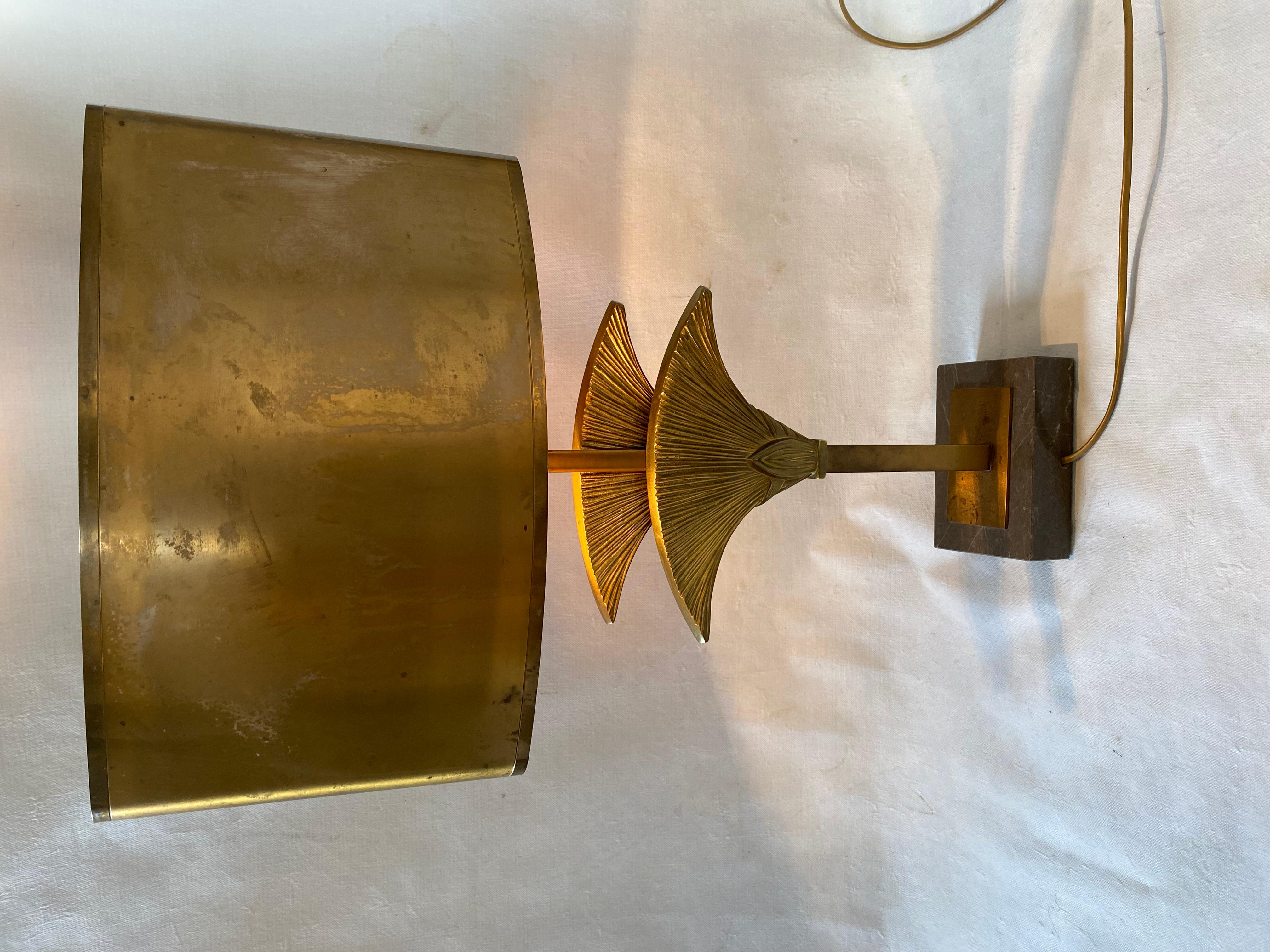 1965′ Maison Charles Byblos Bronze Decor Papyrus Sculpture Lamp Signed For Sale 6