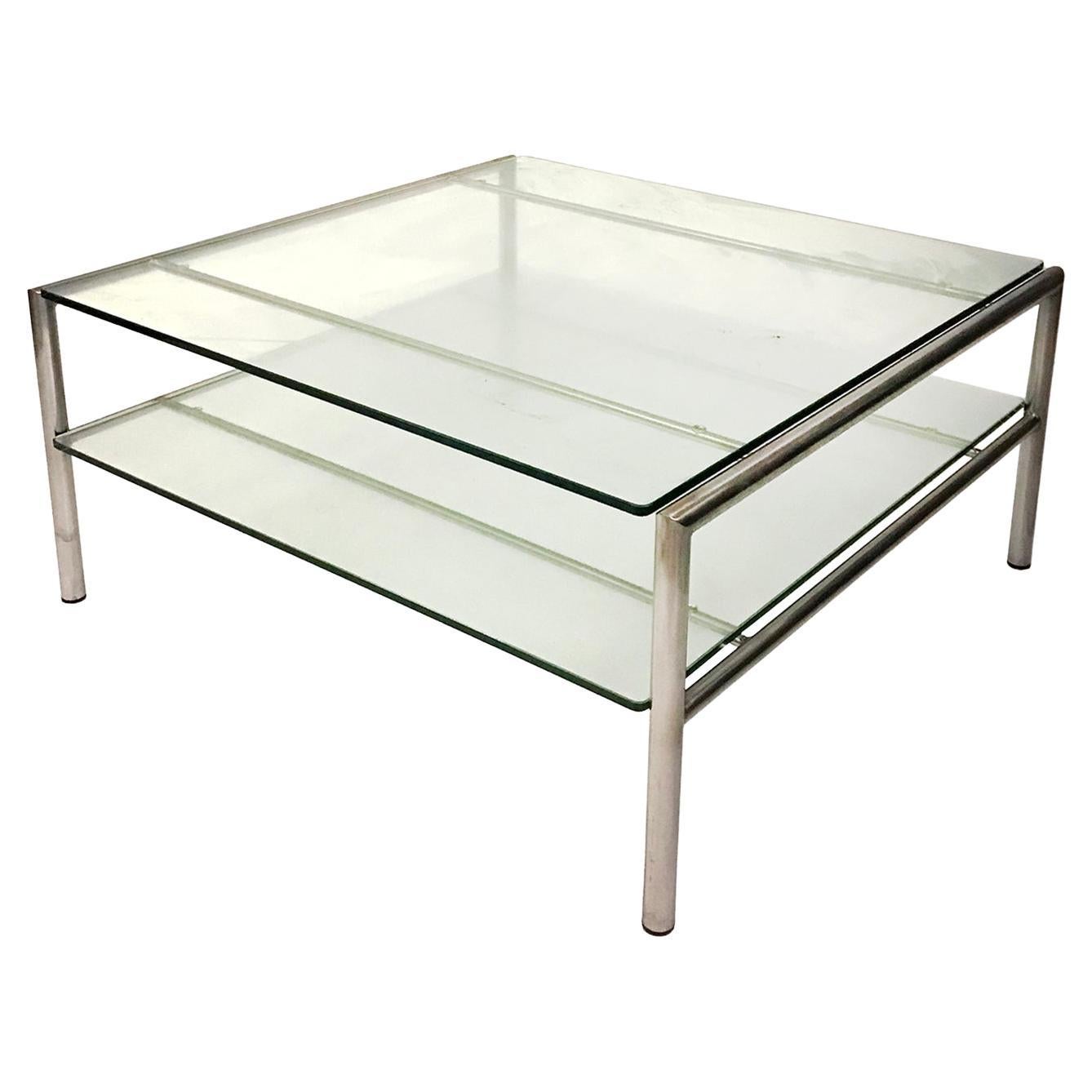 1965, Martin Visser, Rare Double Glas Coffee Table Designed for SzZ01 Easy Chair For Sale