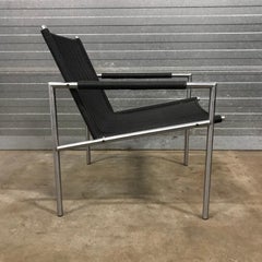 1965, Martin Visser, SZ01 Tubular Easy Chair in Very Rare Black Artificial Cane