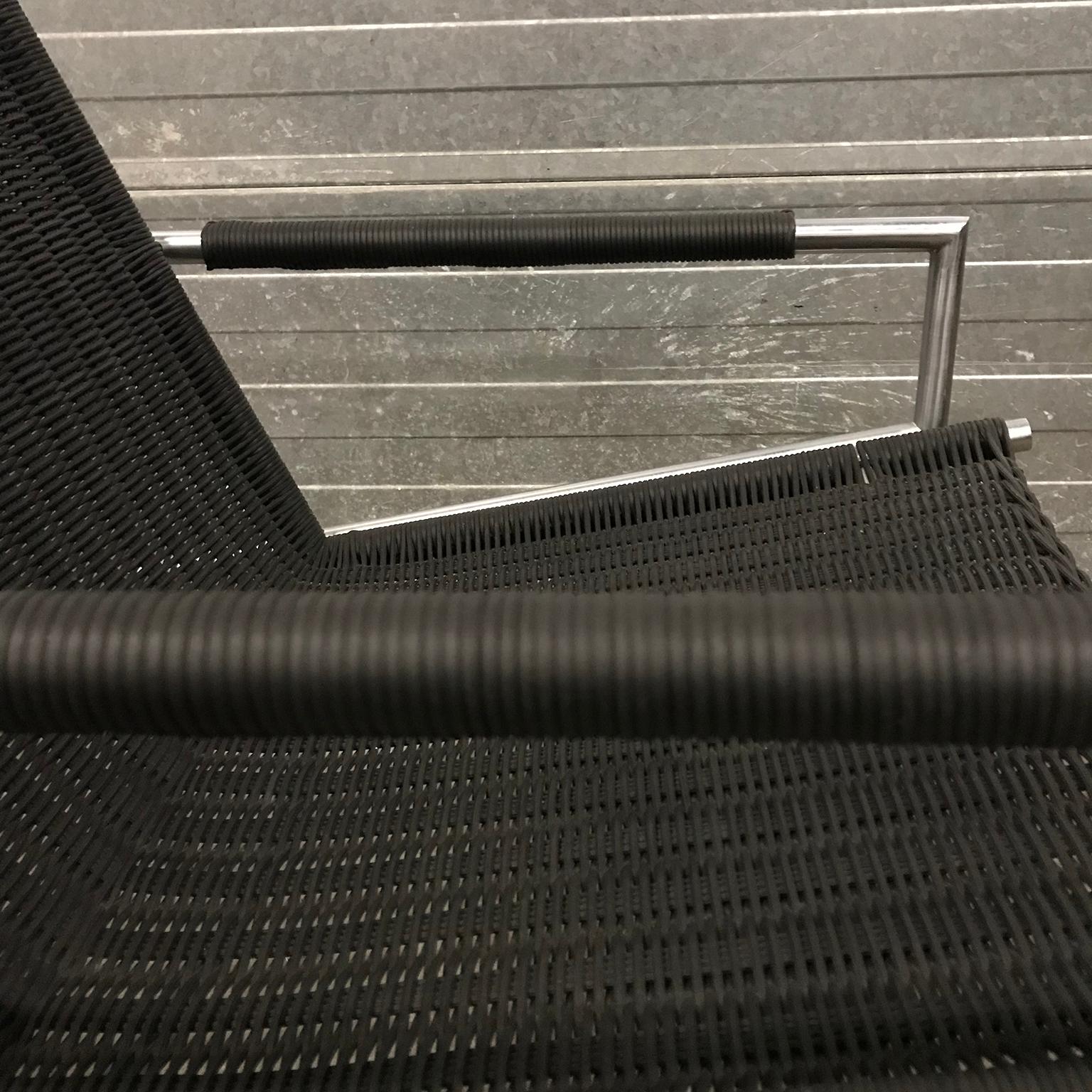 1965, Martin Visser, SZ01 Tubular Easy Chair in Very Rare Black Artificial Cane For Sale 1
