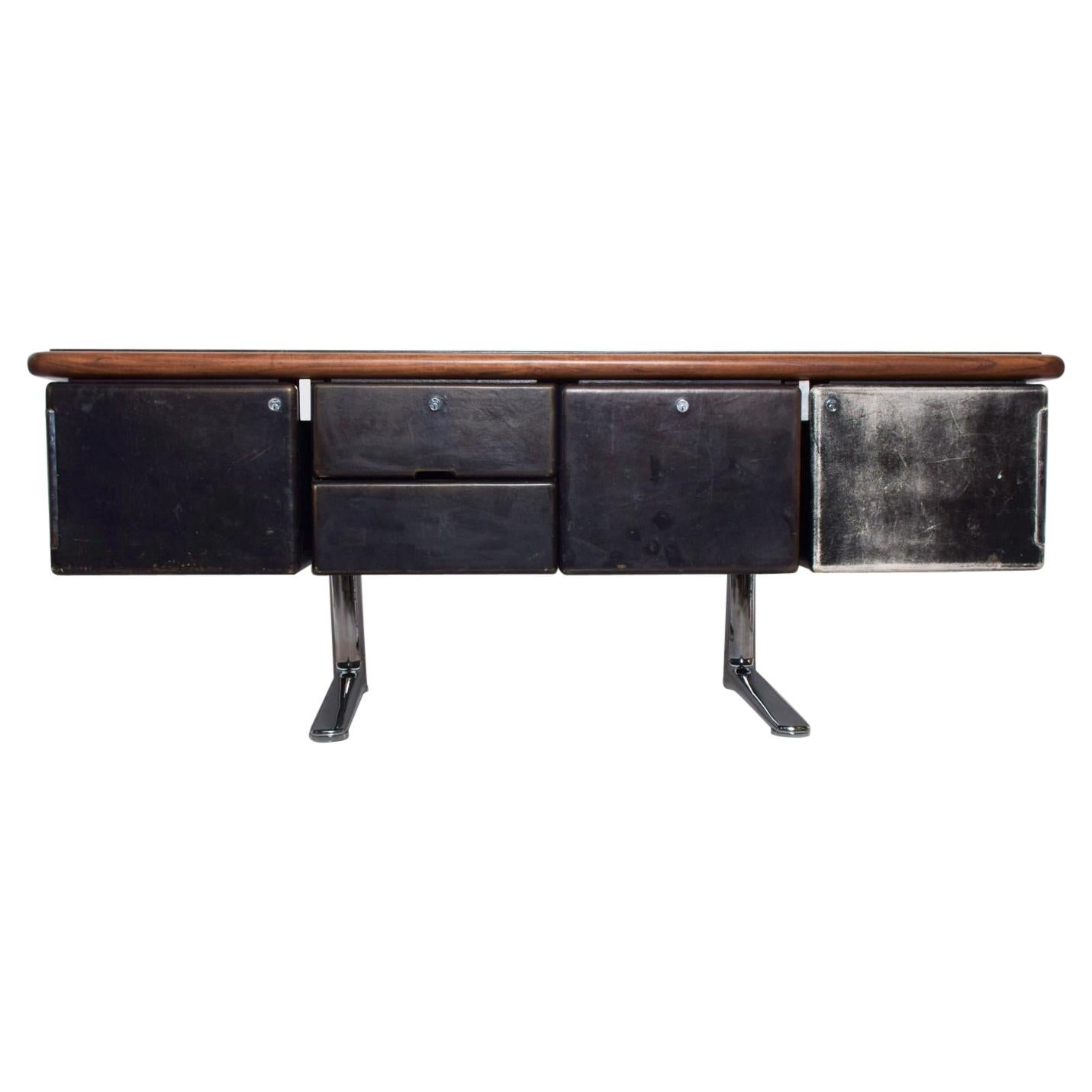 1965 Massive Executive Leather Sideboard Credenza by Warren Platner for Knoll