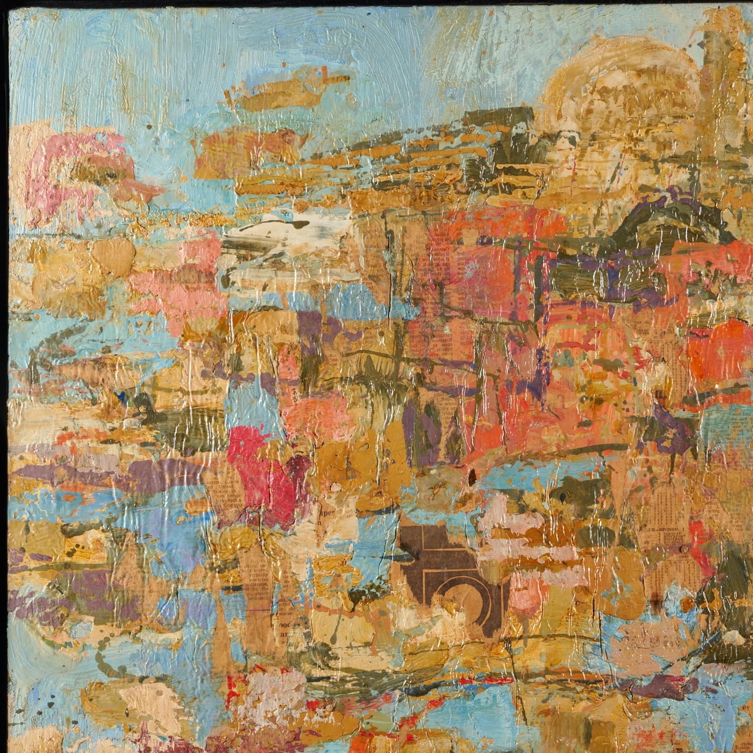 Howard Baer (americano, 1907-1986), olio e collage su tela, 