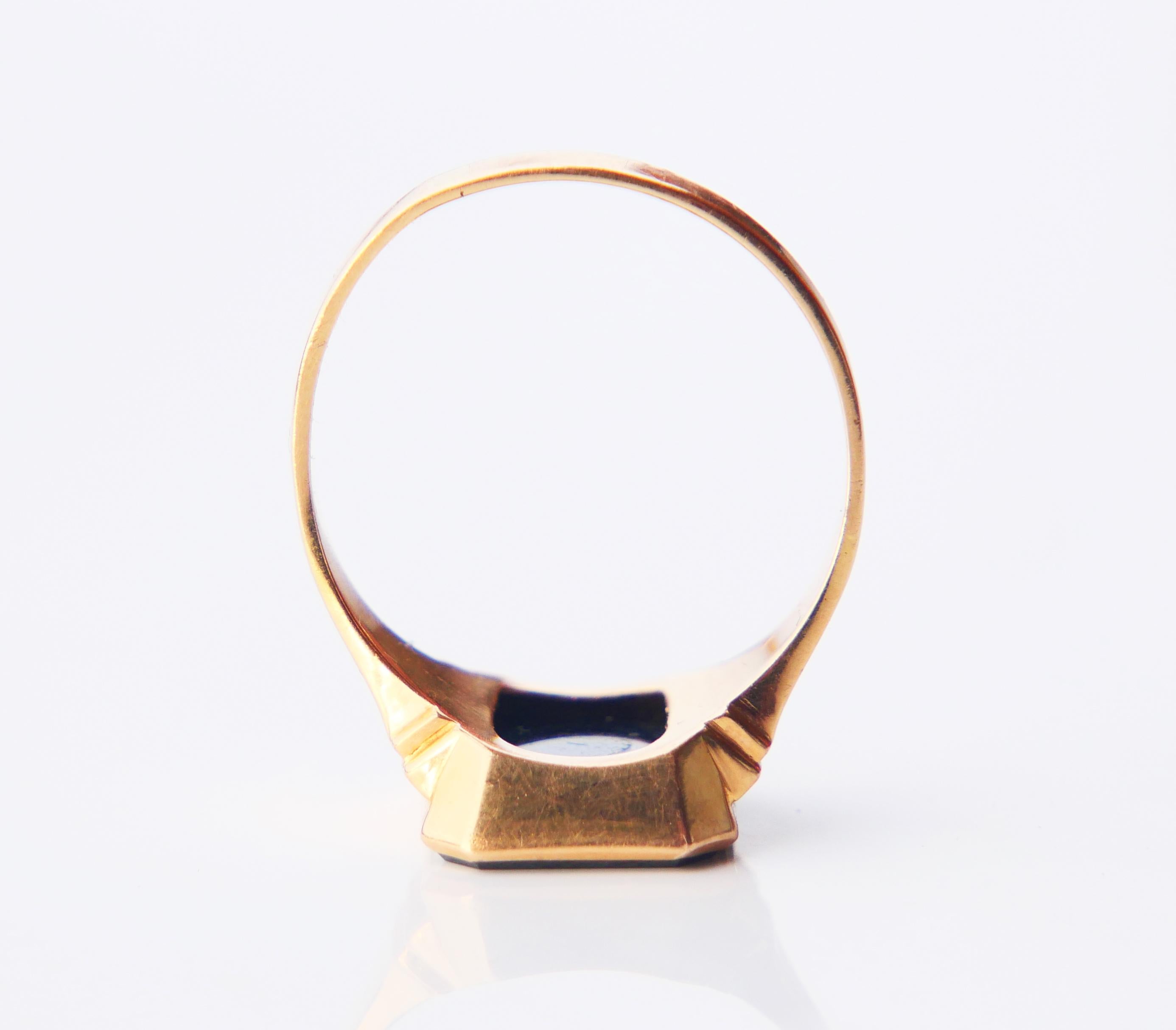 1965 Men Signet Ring Hematite solid 18K Gold Ø 9.75 US / 5.48 gr For Sale 5
