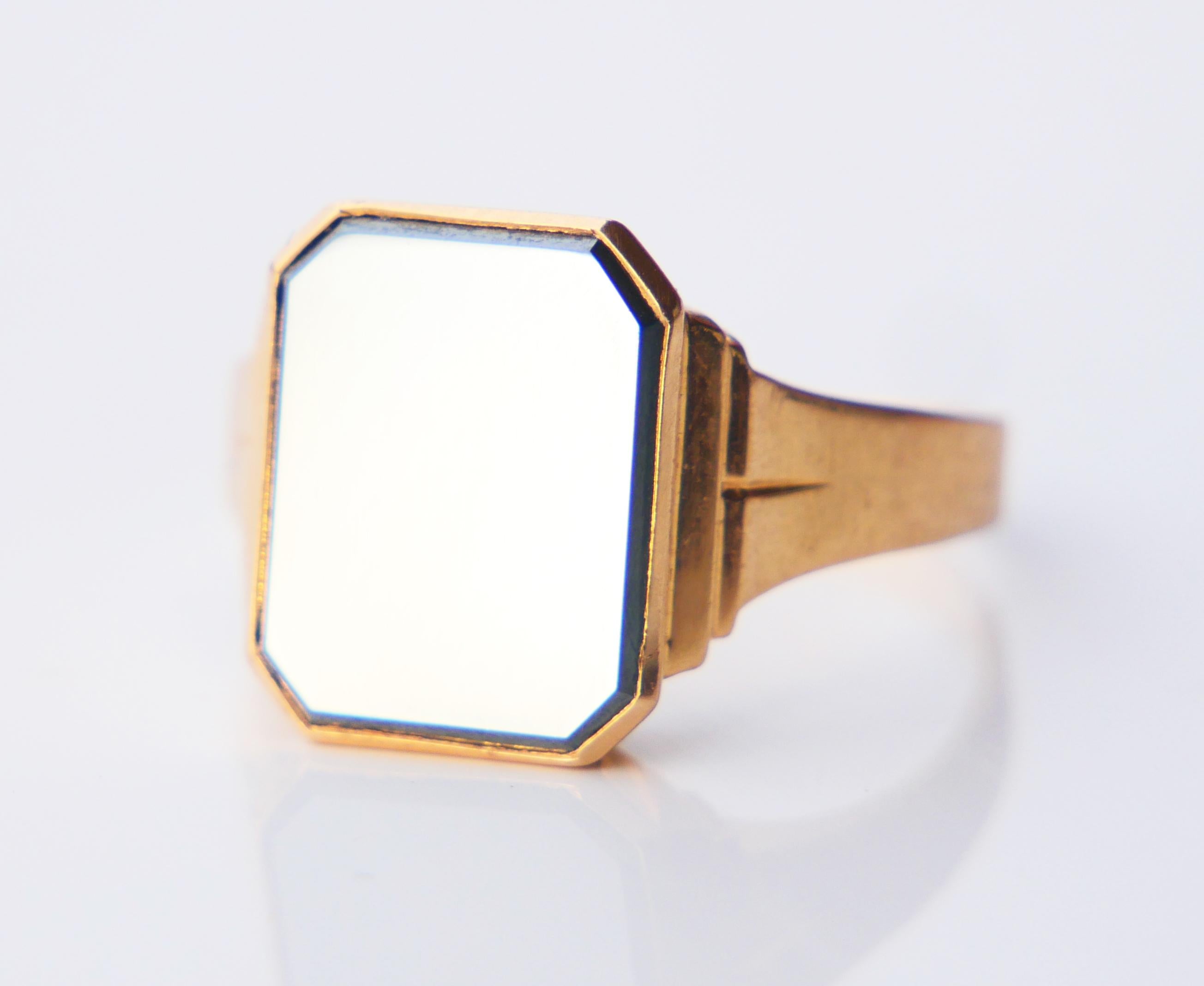 1965 Men Signet Ring Hematite solid 18K Gold Ø 9.75 US / 5.48 gr For Sale 6