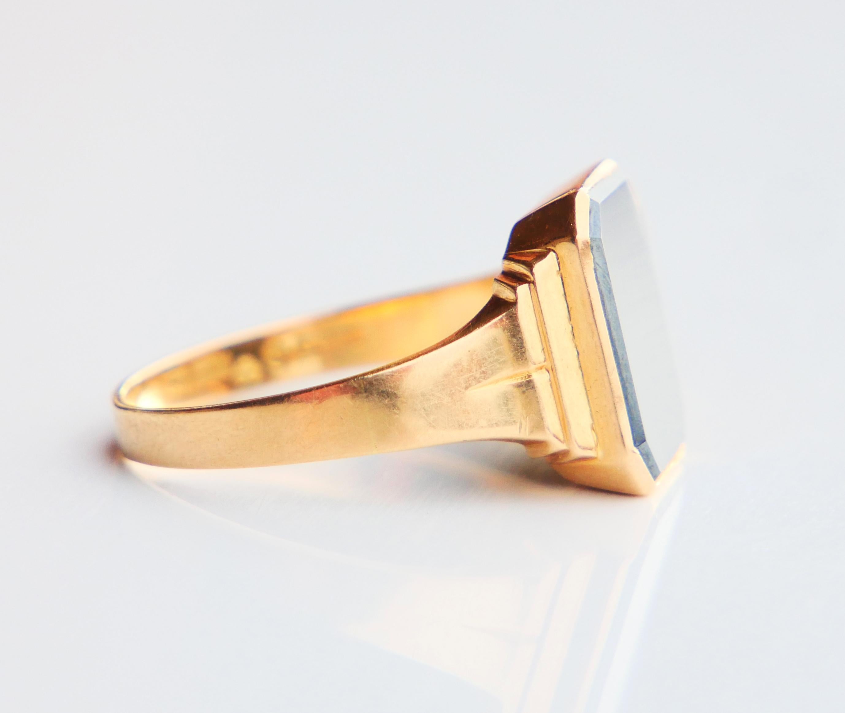 1965 Men Signet Ring Hematite solid 18K Gold Ø 9.75 US / 5.48 gr For Sale 7