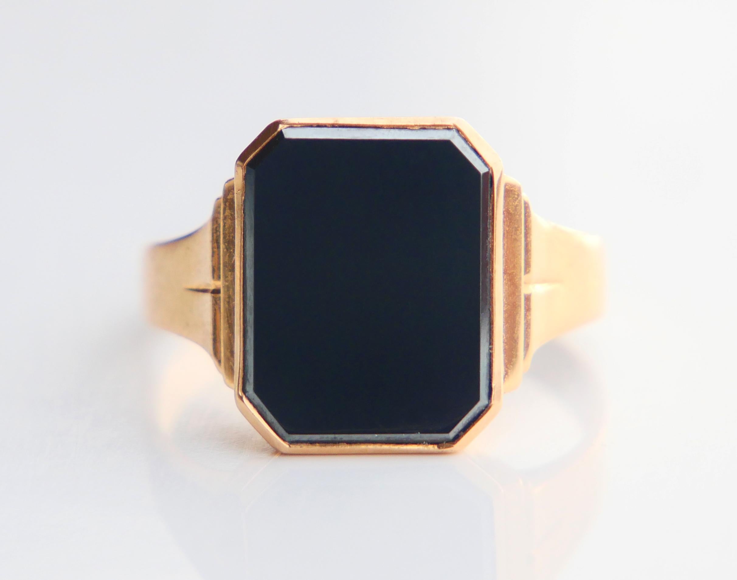 1965 Men Signet Ring Hematite solid 18K Gold Ø 9.75 US / 5.48 gr For Sale 3