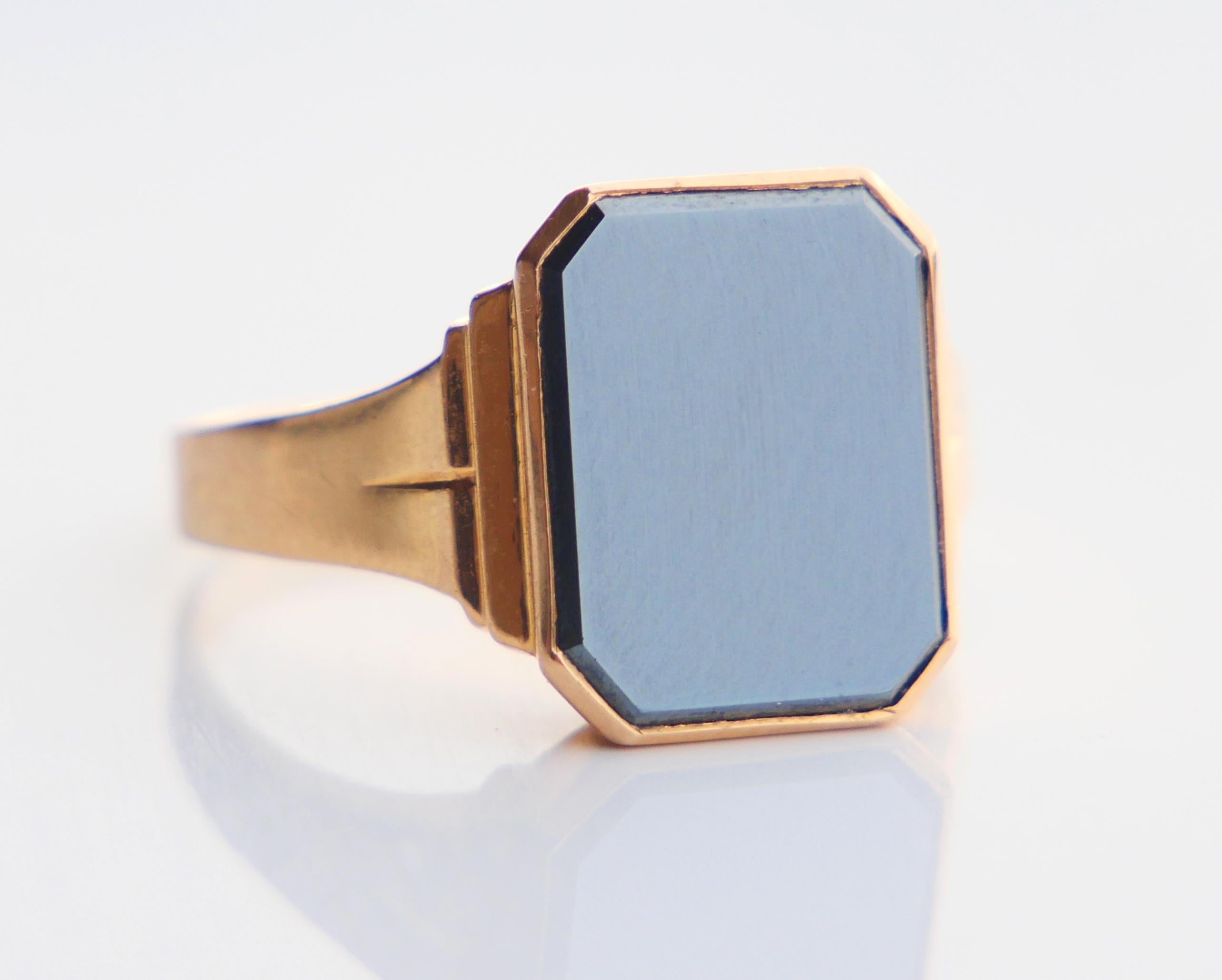 1965 Men Signet Ring Hematite solid 18K Gold Ø 9.75 US / 5.48 gr For Sale 4