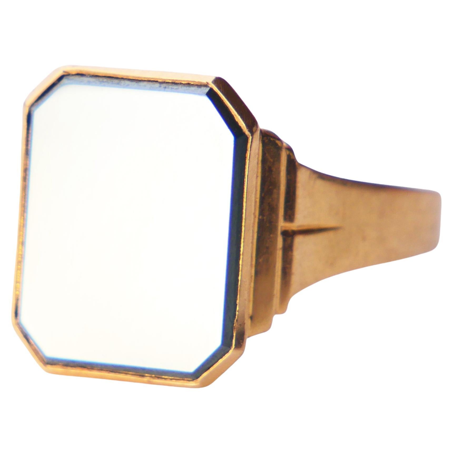 1965 Men Signet Ring Hematite solid 18K Gold Ø 9.75 US / 5.48 gr