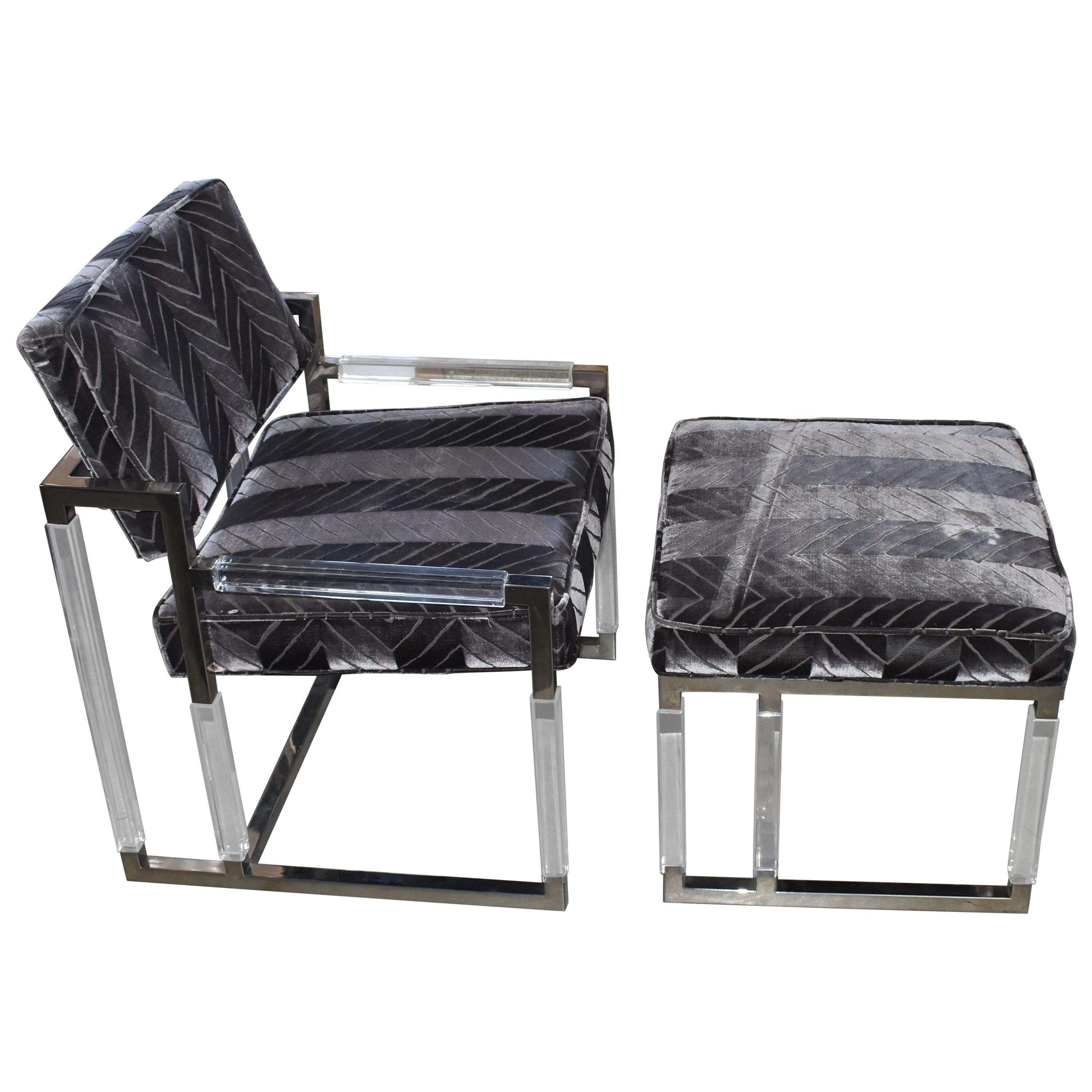 1965 Metric Lounge Chair and Ottoman Signed by Charles Hollis Jones