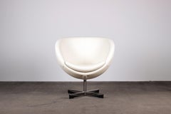 1965 Norwegischer „“Planet“ Drehsessel aus elfenbeinfarbenem Leder von Dysthe für Stokke