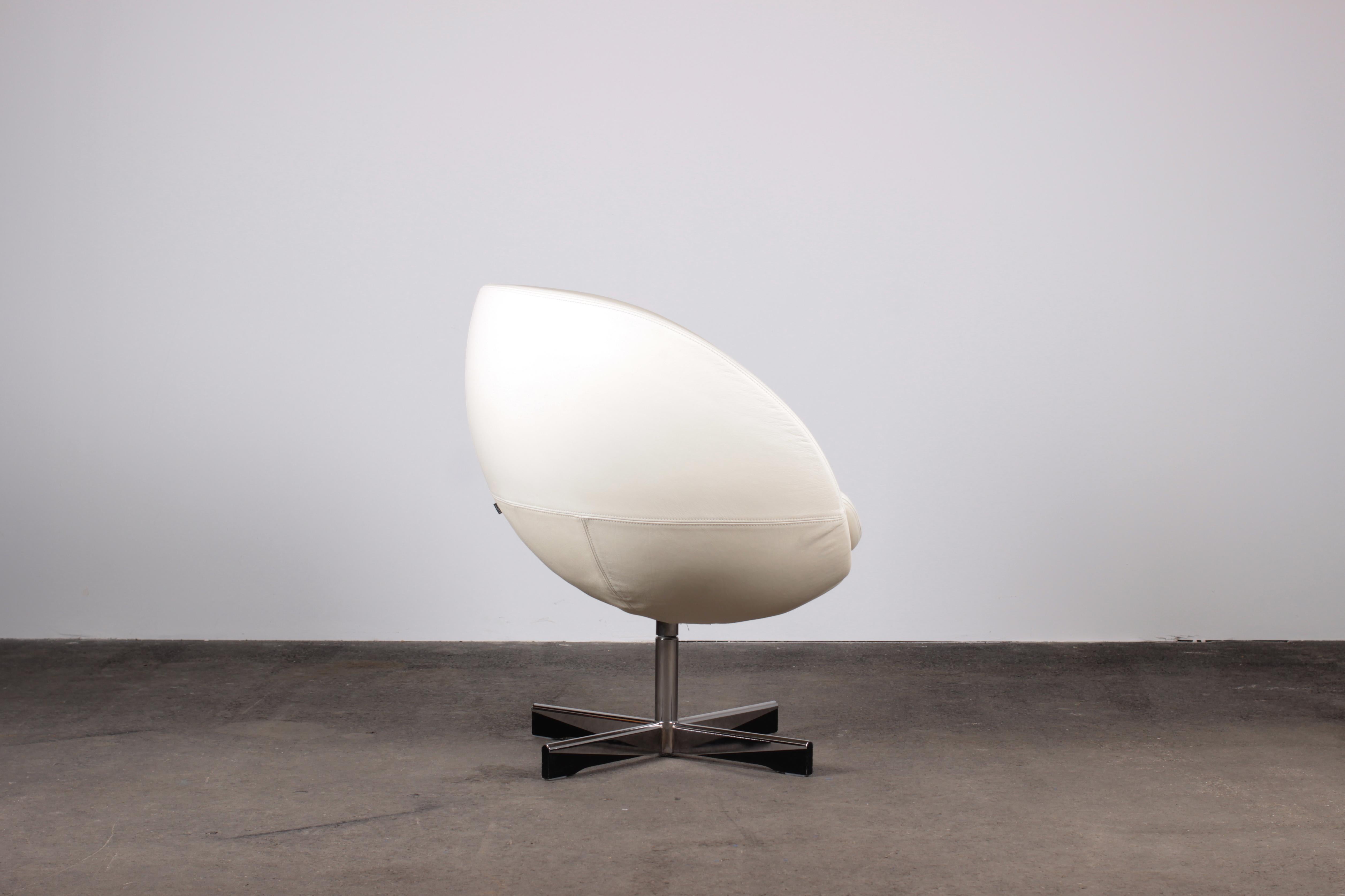 ivory leather swivel chair