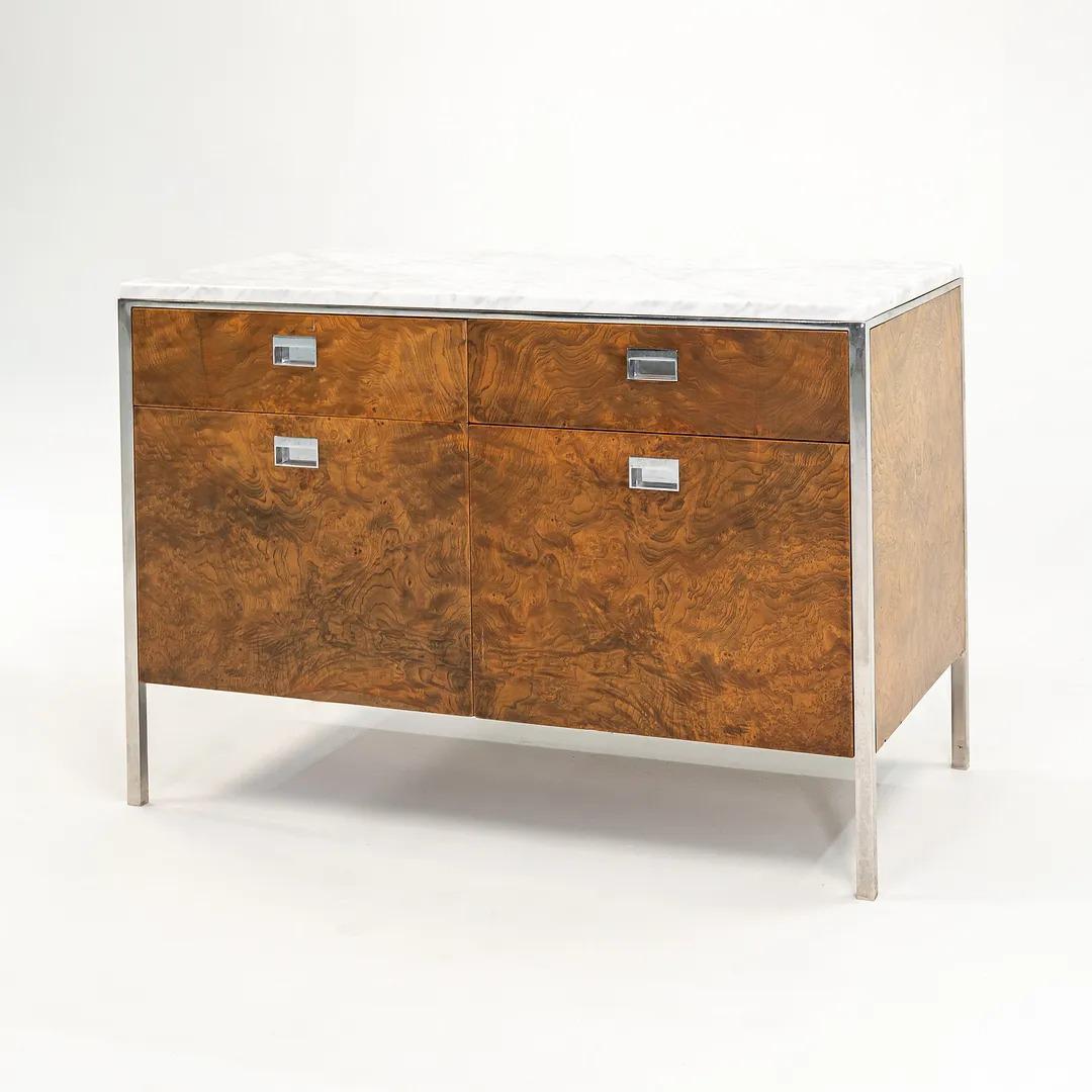1965 Olive Ash Burl and Marble Credenza by Gordon Bunshaft of SOM For Sale 4