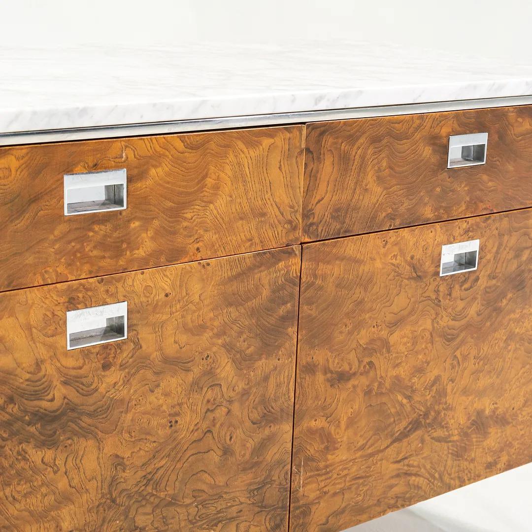1965 Olive Ash Burl and Marble Credenza by Gordon Bunshaft of SOM For Sale 5