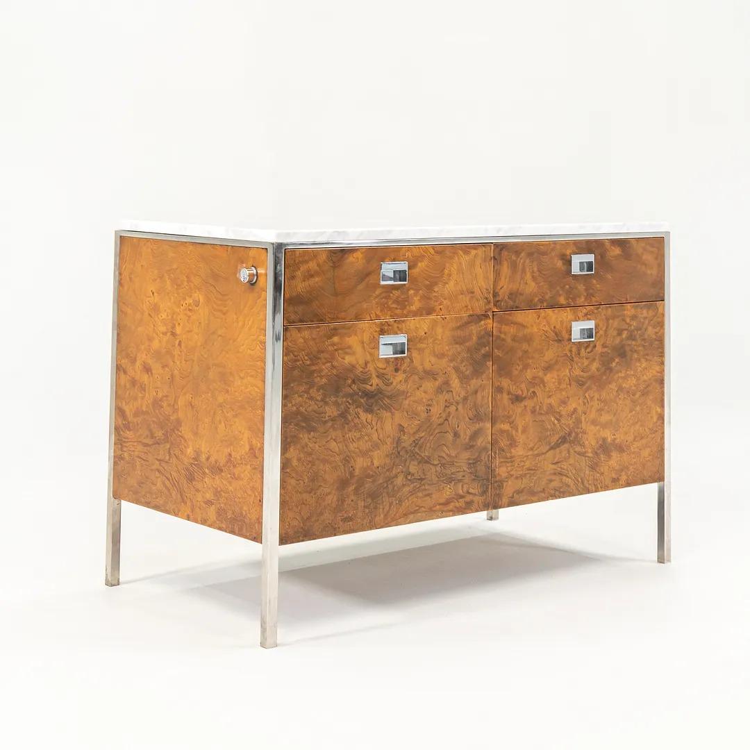 American 1965 Olive Ash Burl and Marble Credenza by Gordon Bunshaft of SOM For Sale