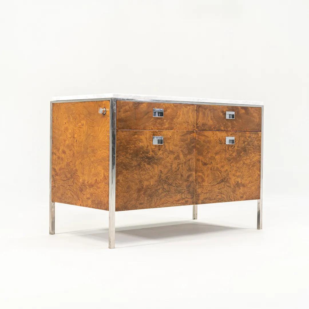 1965 Olive Ash Burl and Marble Credenza by Gordon Bunshaft of SOM In Good Condition For Sale In Philadelphia, PA