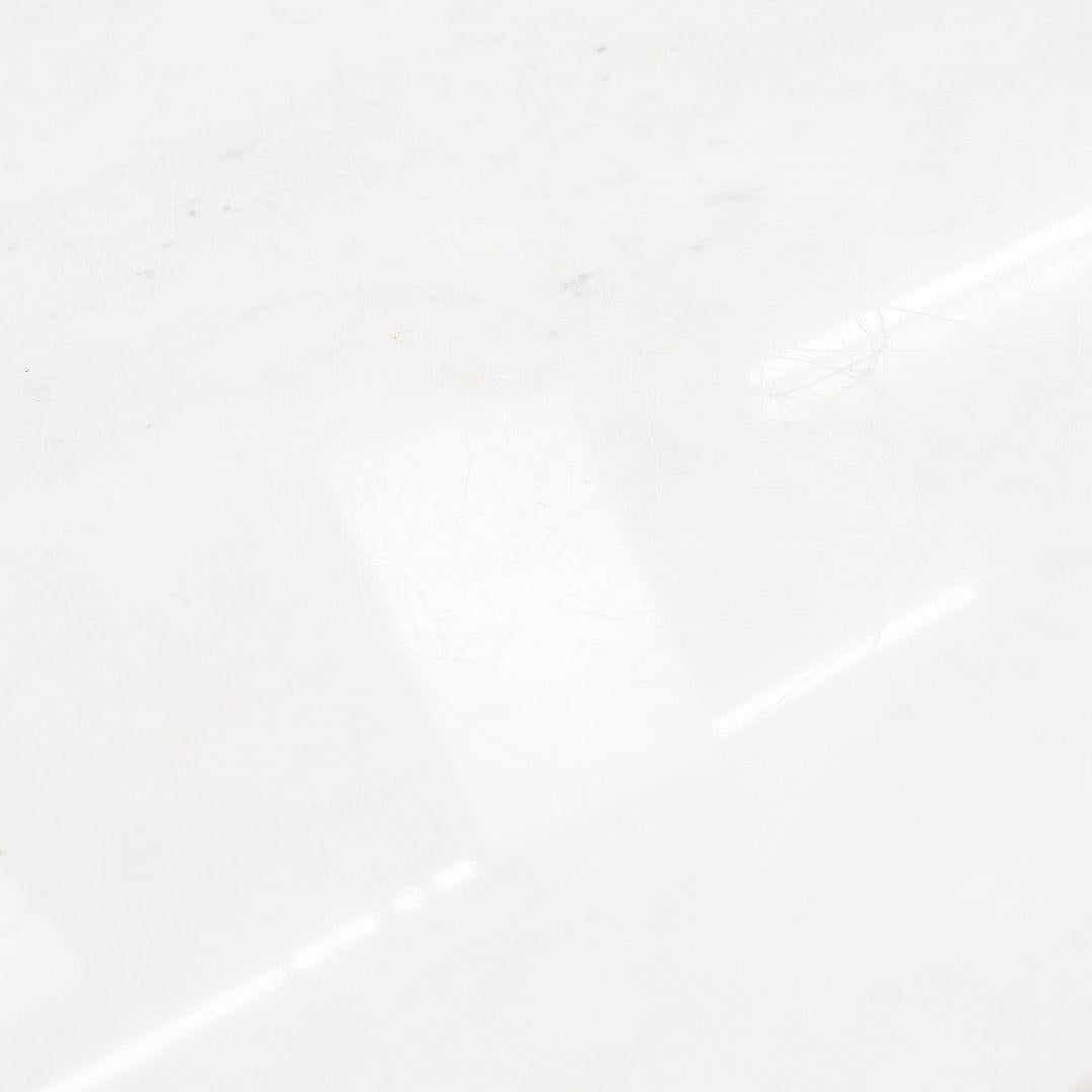 1965 Pair of Custom Marble and Steel Square Side Tables from Yamasaki Building For Sale 4
