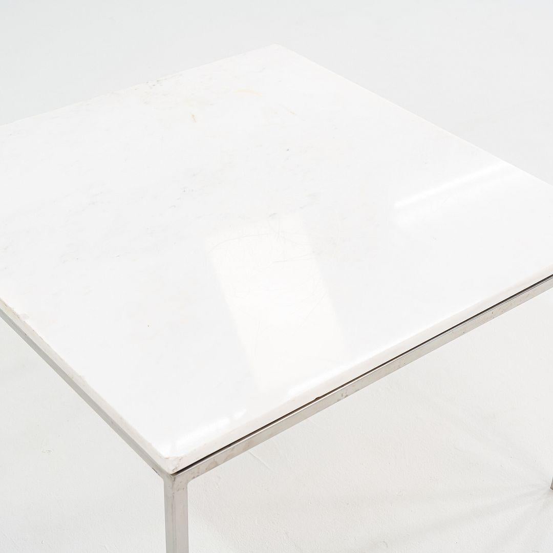 1965 Pair of Custom Marble and Steel Square Side Tables from Yamasaki Building For Sale 5