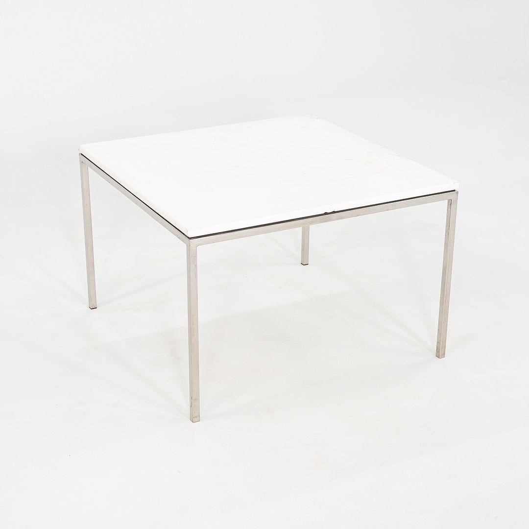 1965 Pair of Custom Marble and Steel Square Side Tables from Yamasaki Building For Sale 6