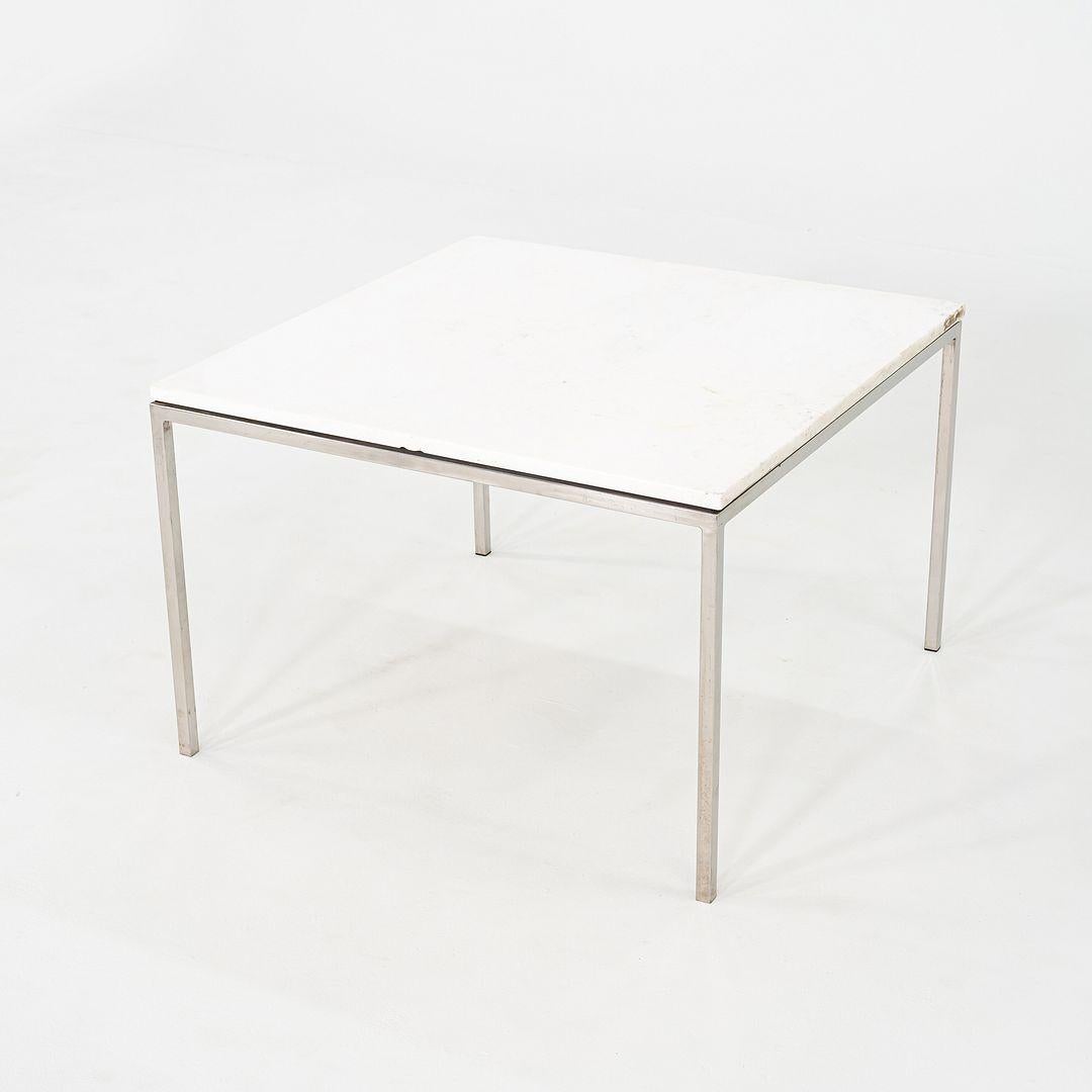 American 1965 Pair of Custom Marble and Steel Square Side Tables from Yamasaki Building For Sale