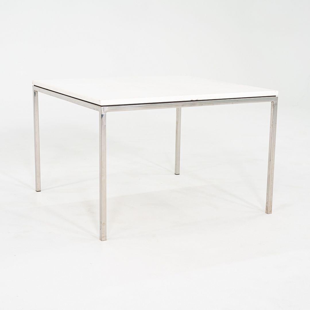1965 Pair of Custom Marble and Steel Square Side Tables from Yamasaki Building In Good Condition For Sale In Philadelphia, PA