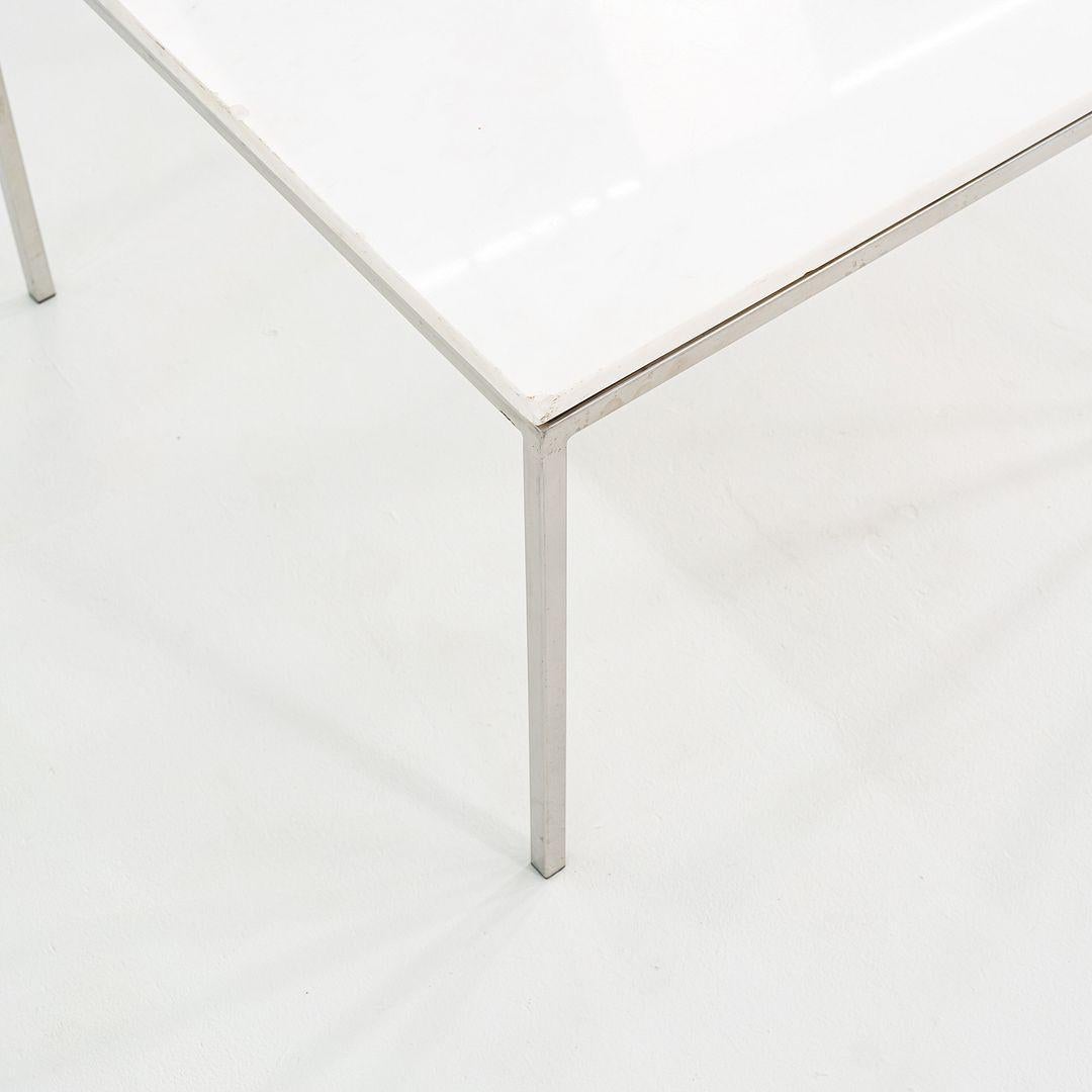 1965 Pair of Custom Marble and Steel Square Side Tables from Yamasaki Building For Sale 2